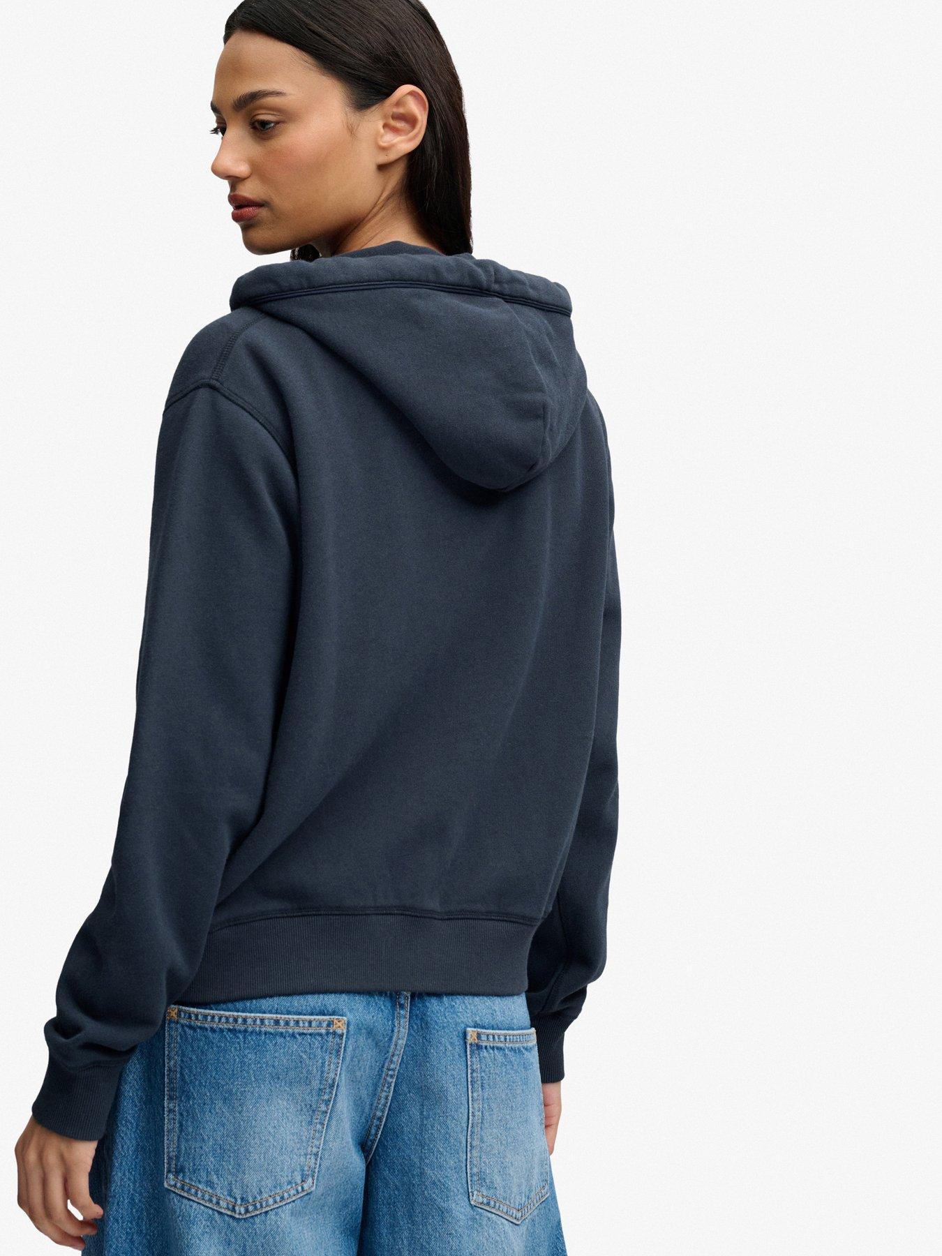 Image 2 of 6 of Superdry Womens Athletic Essentials Zip-Through Hoodie - Navy