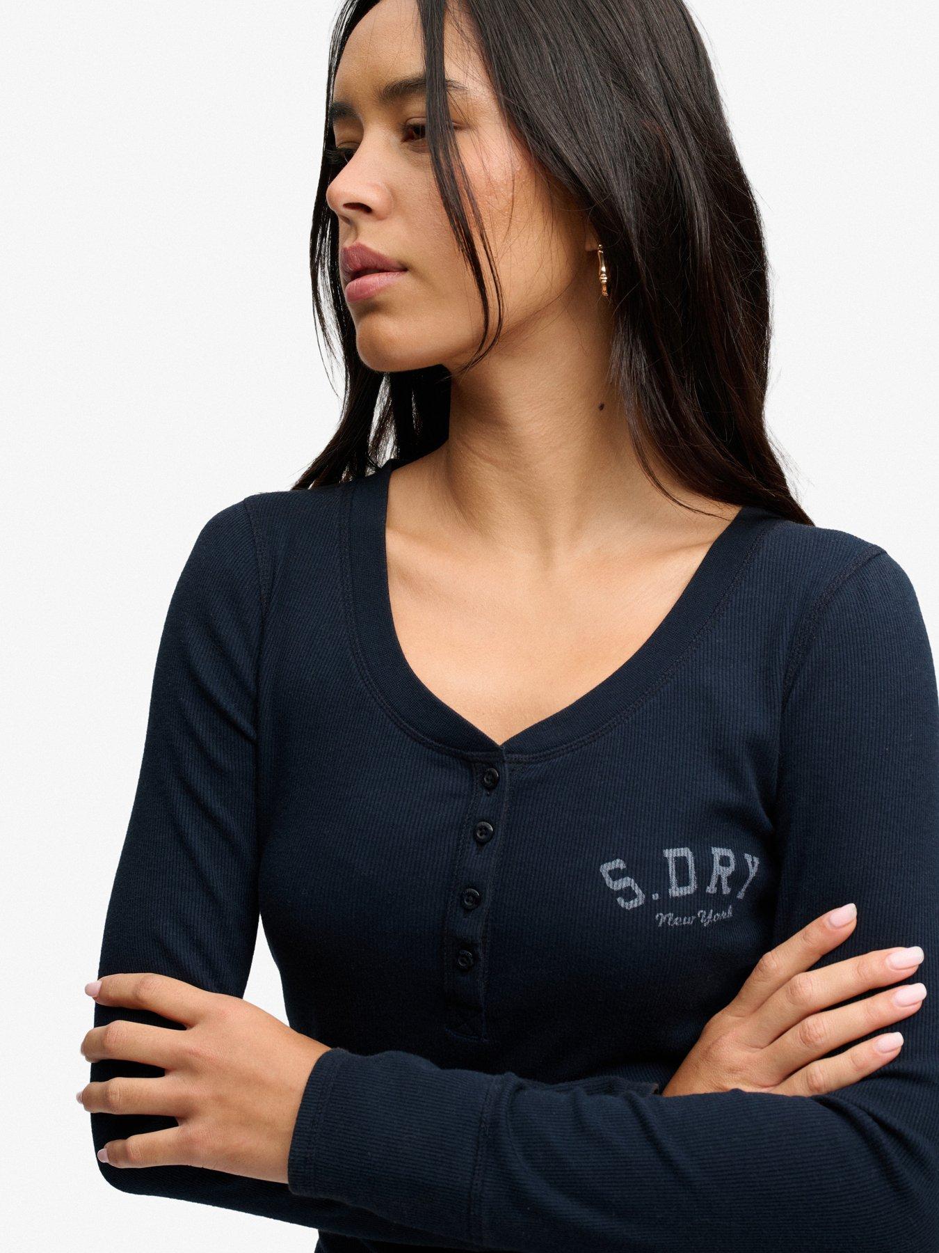 Image 5 of 7 of Superdry Superdry Athletic Button Down Long Sleeve T-shirt - Navy