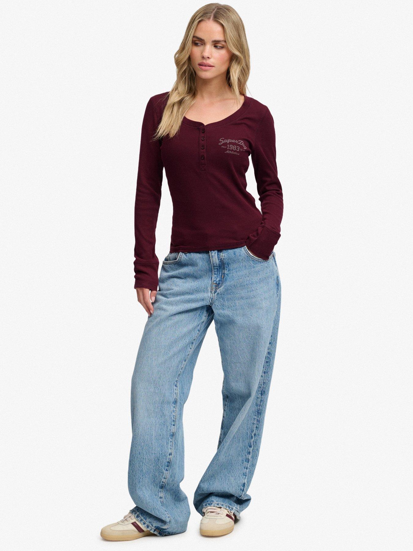 Image 3 of 7 of Superdry Superdry Athletic Button Down Long Sleeve T-shirt - Red