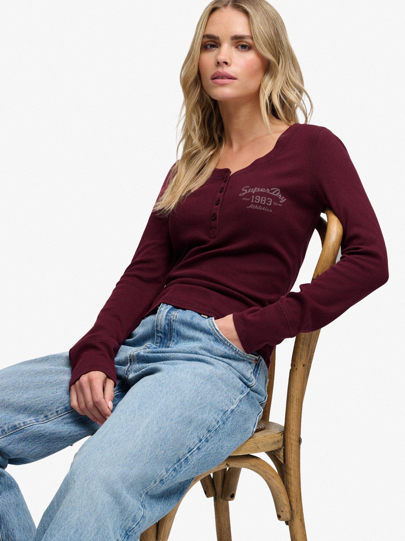 Image 4 of 7 of Superdry Superdry Athletic Button Down Long Sleeve T-shirt - Red