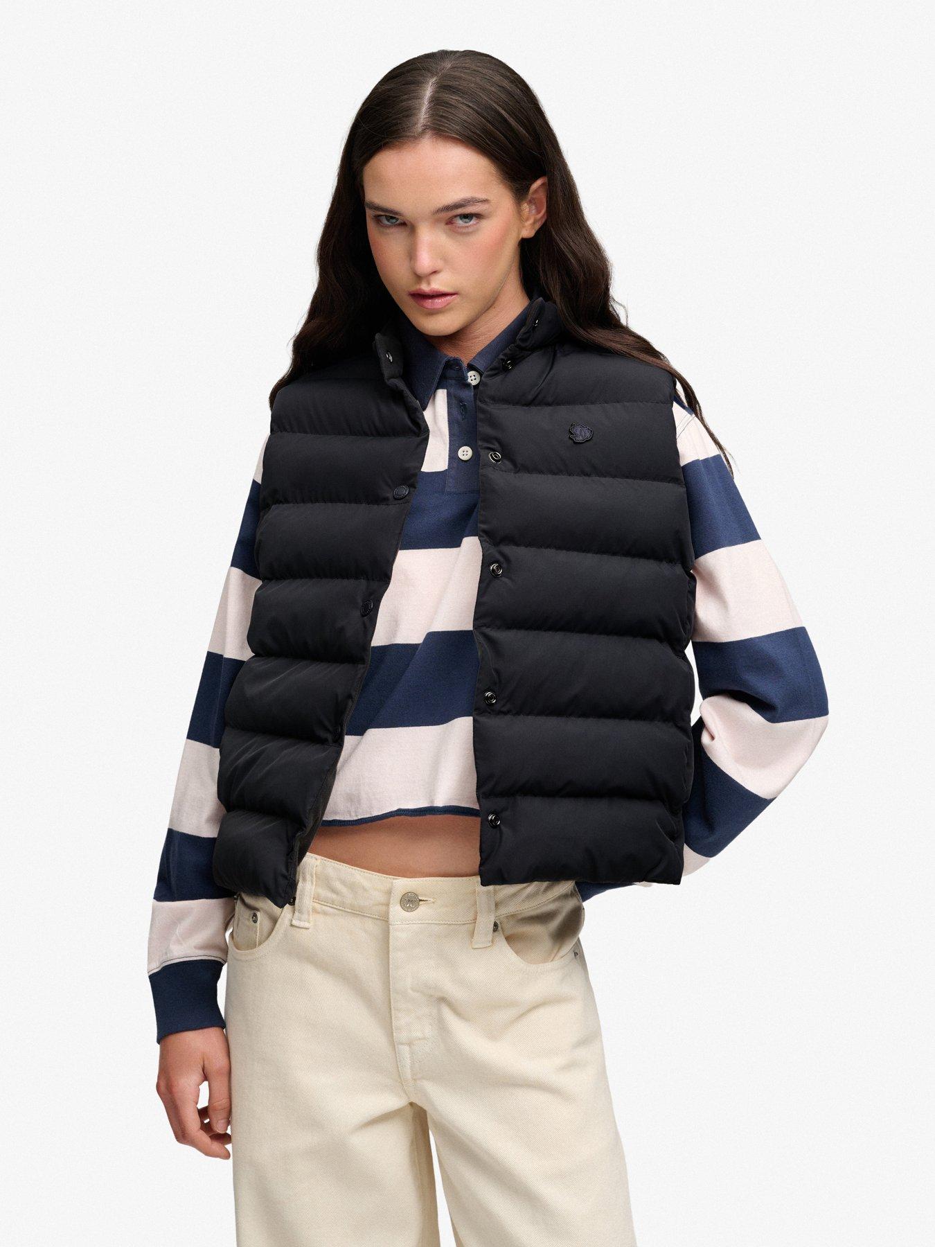 Image 1 of 6 of Superdry Womens Entry Padded Snap Gilet - Black