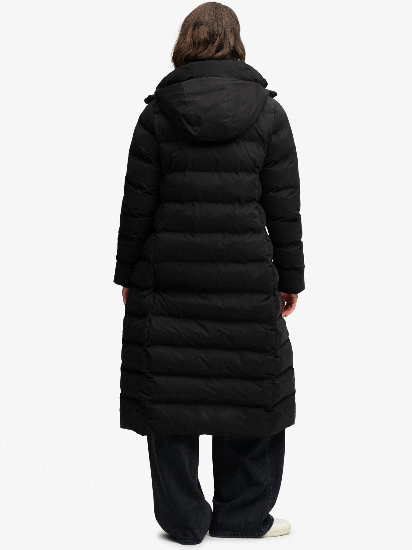 Image 2 of 7 of Superdry Womens City Longline Relaxed Fit Hooded Jacket - Black