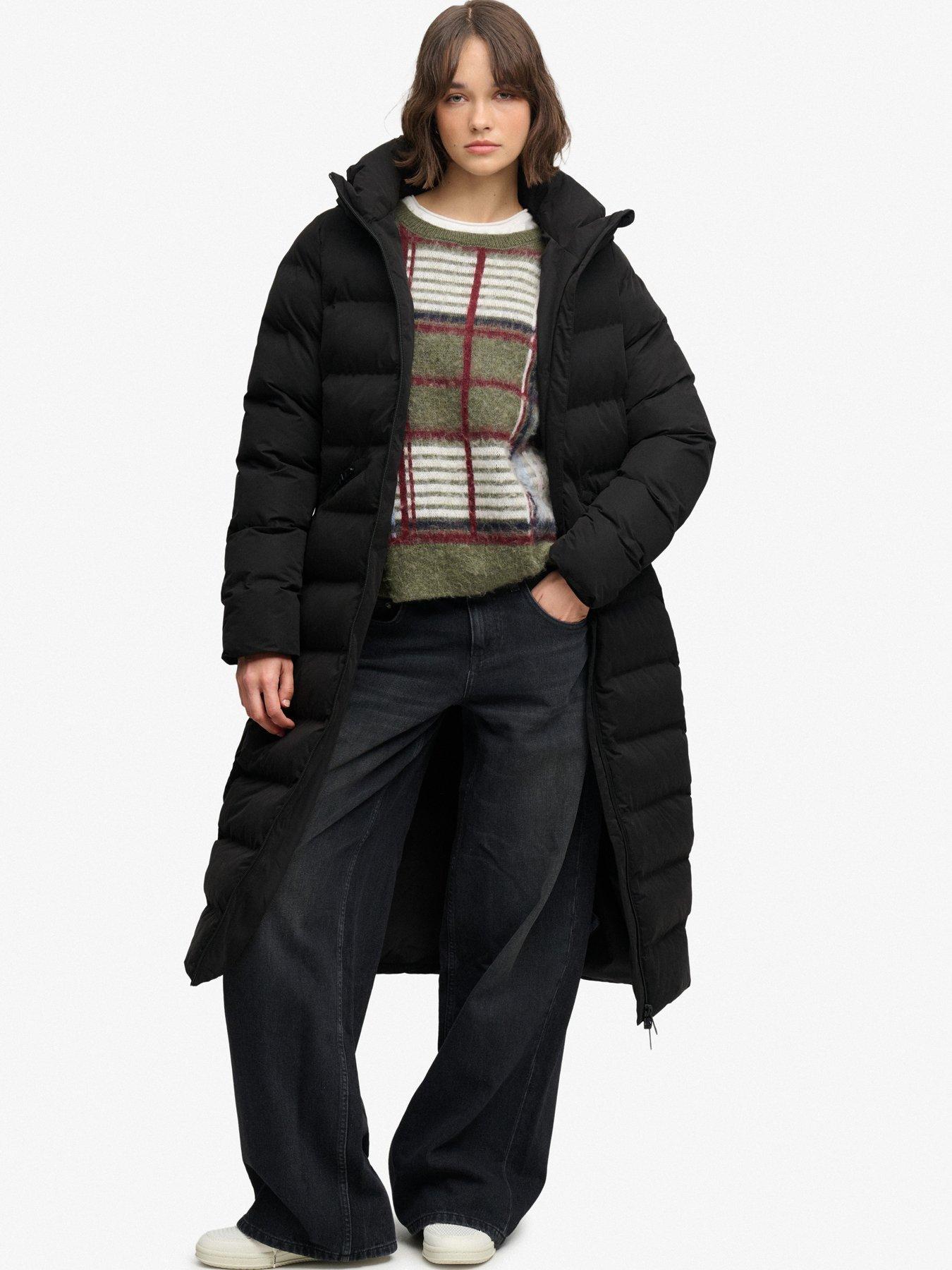 Image 3 of 7 of Superdry Womens City Longline Relaxed Fit Hooded Jacket - Black