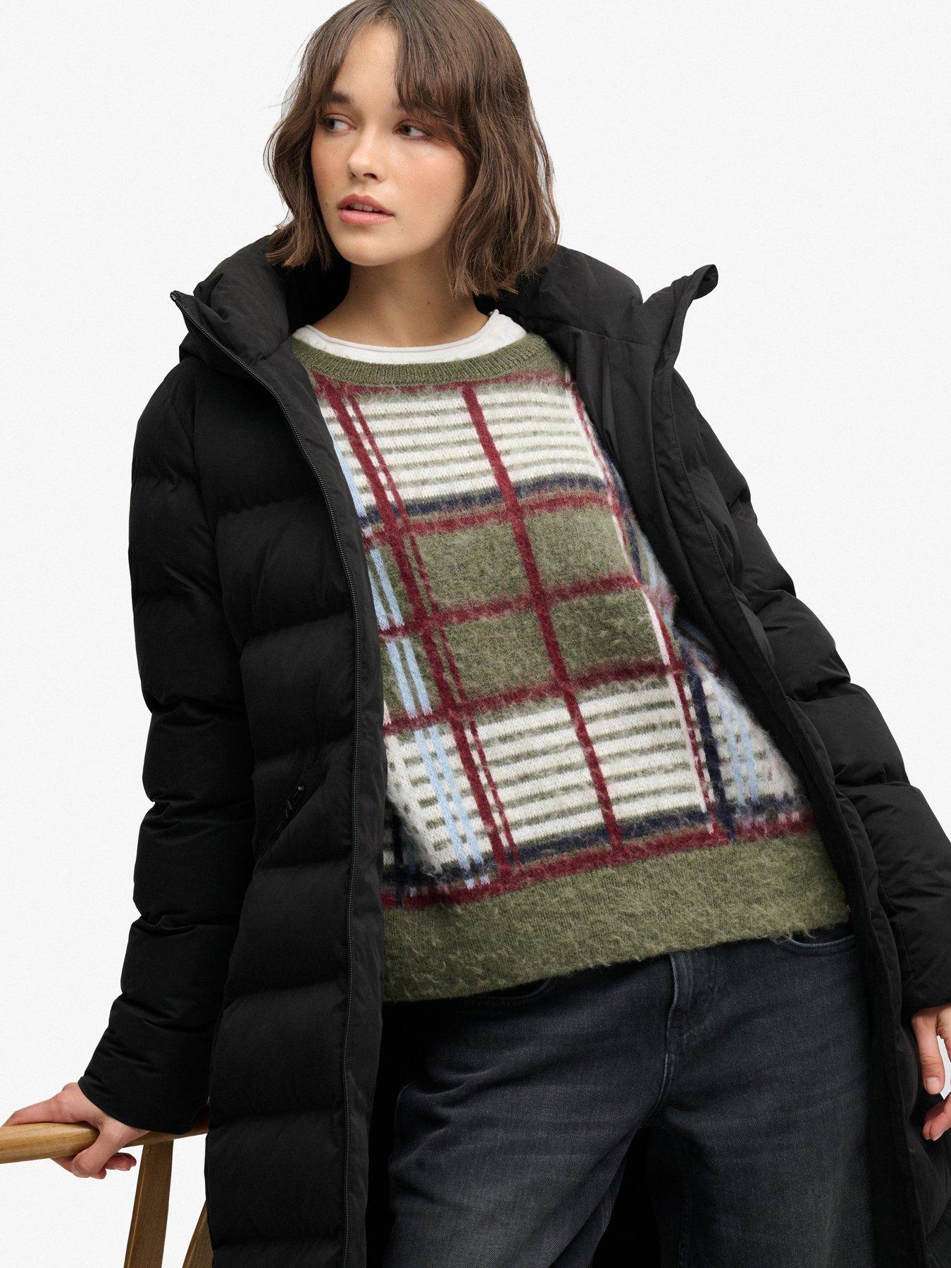 Image 4 of 7 of Superdry Womens City Longline Relaxed Fit Hooded Jacket - Black