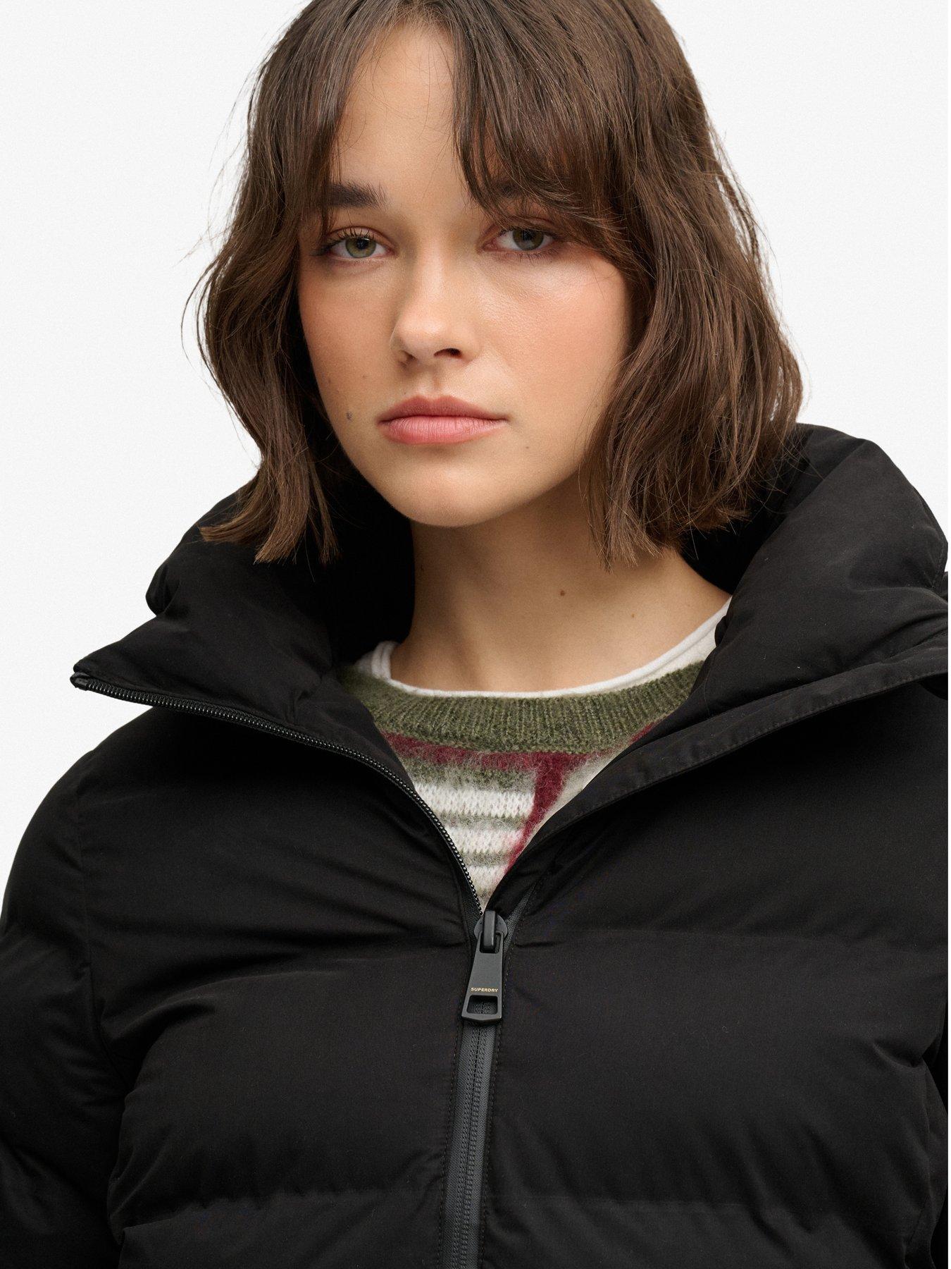 Image 7 of 7 of Superdry Womens City Longline Relaxed Fit Hooded Jacket - Black