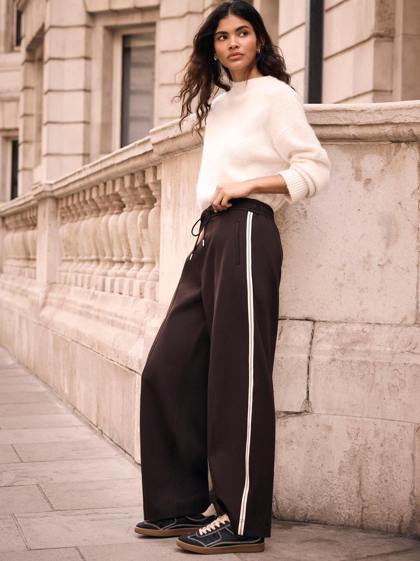 Image 1 of 6 of Mint Velvet Womens Stripe Barrel Trouser - Brown