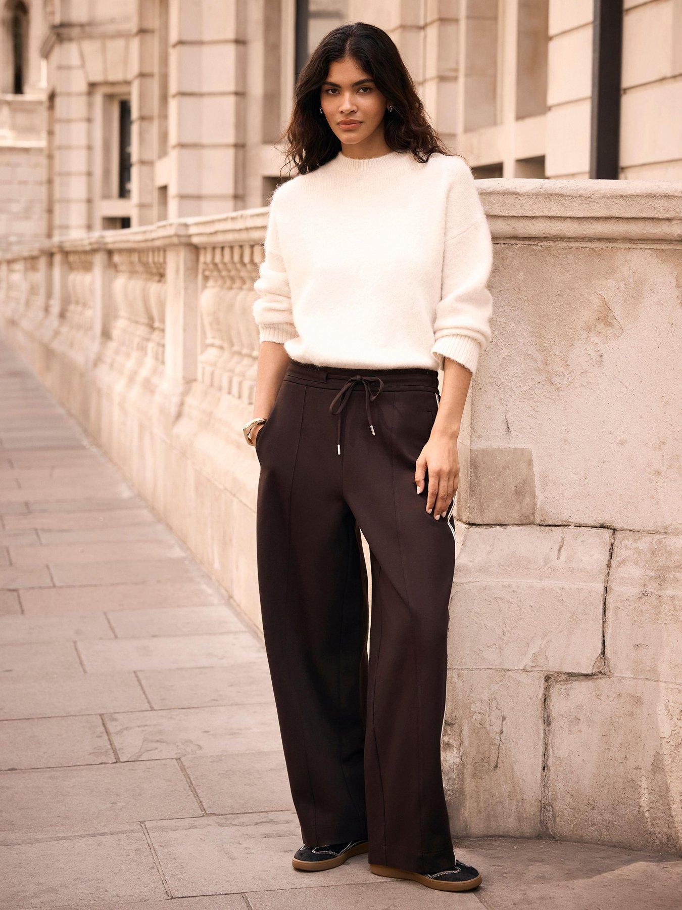 Image 2 of 6 of Mint Velvet Womens Stripe Barrel Trouser - Brown