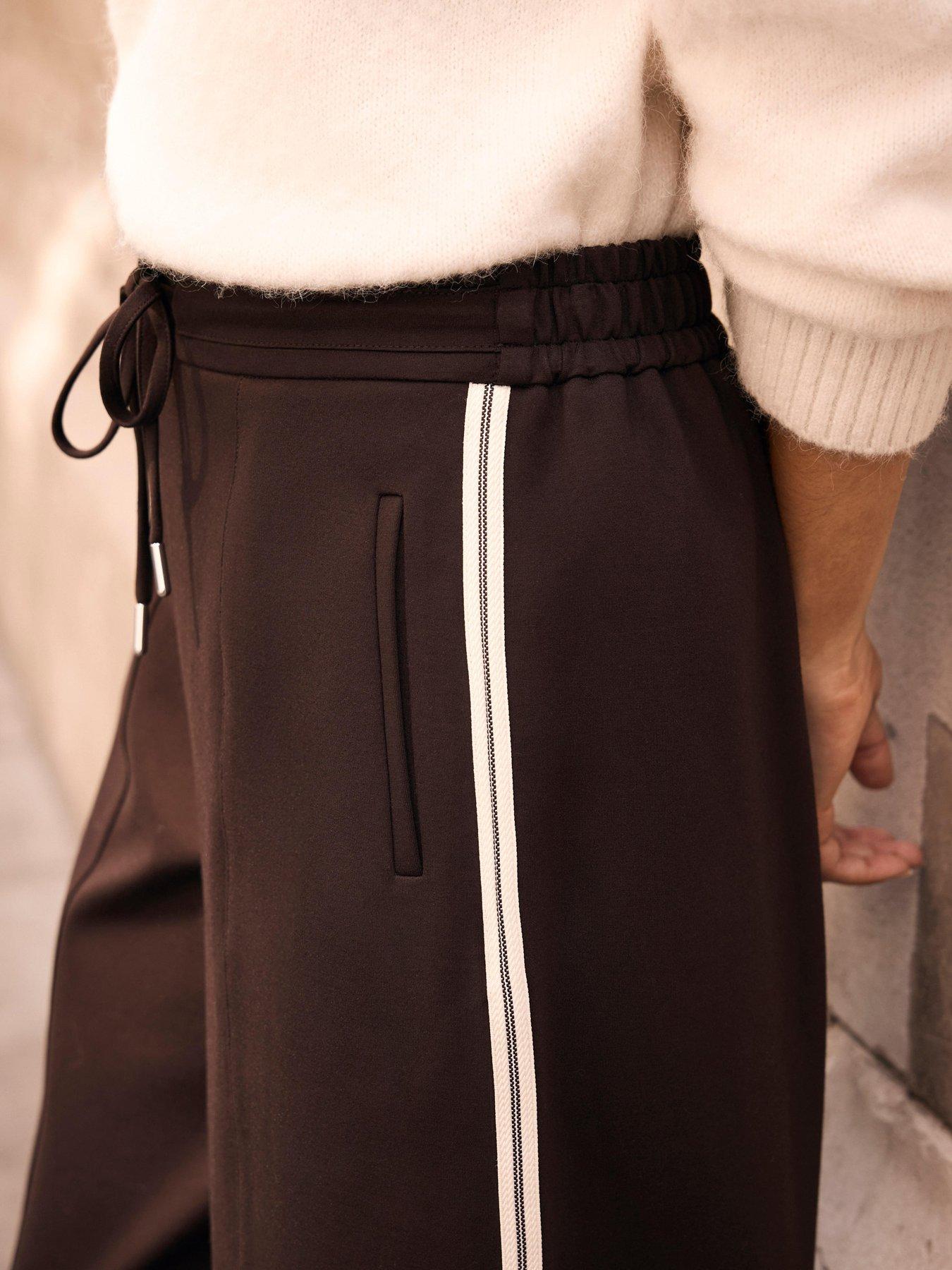 Image 4 of 6 of Mint Velvet Womens Stripe Barrel Trouser - Brown
