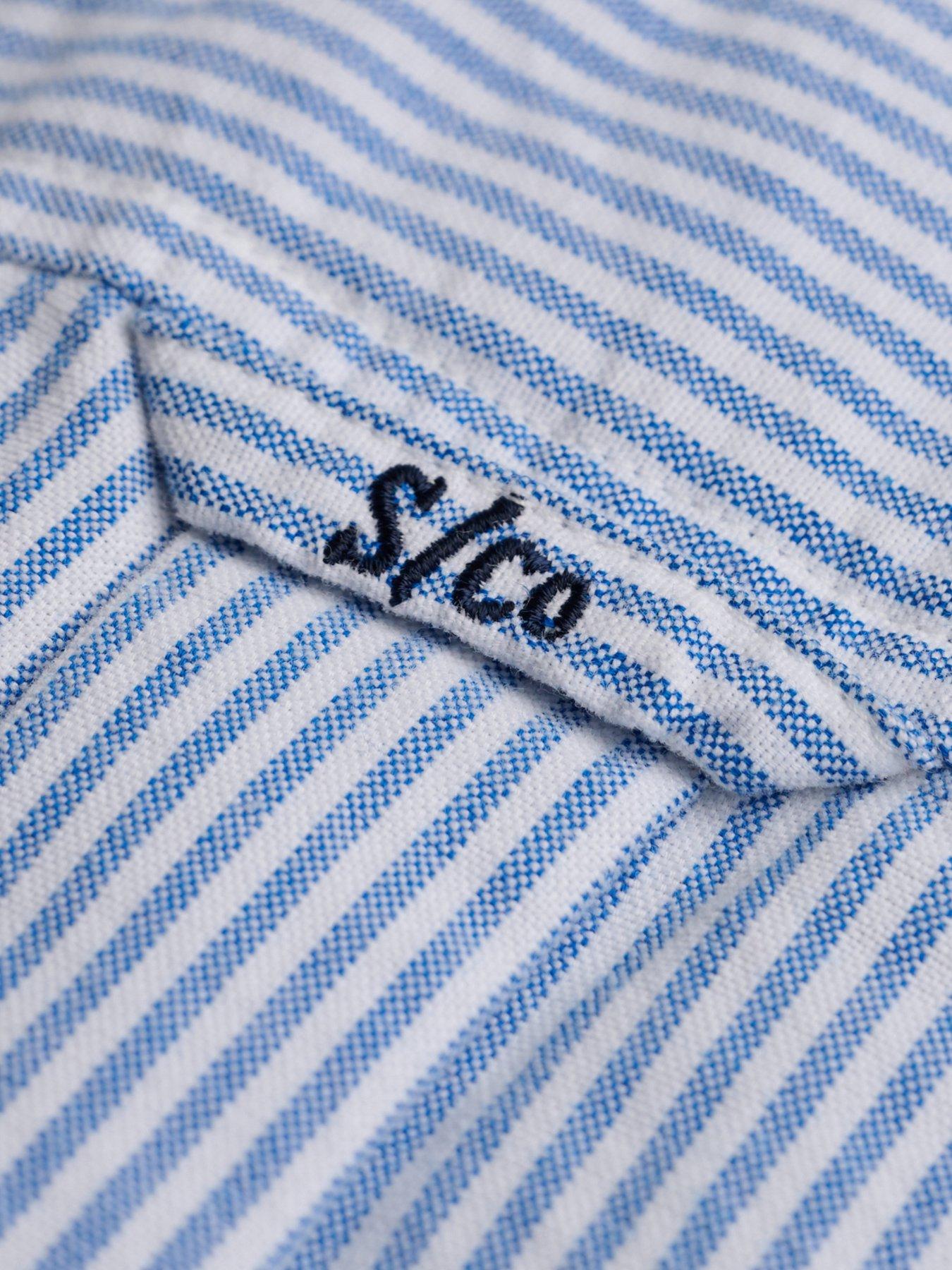 Image 6 of 6 of Superdry Mens Preppy Oxford Relaxed Fit Stripe Long Sleeve Shirt - Blue