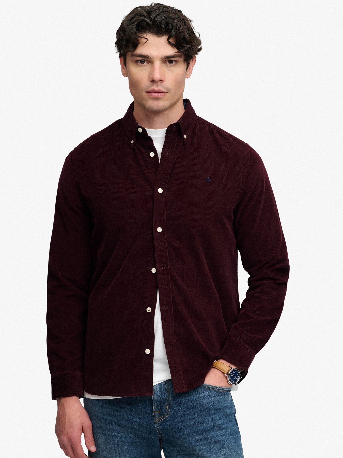 Image 1 of 7 of Superdry Mens Classic Needle Cord Regular Fit Shirt - Dark Red