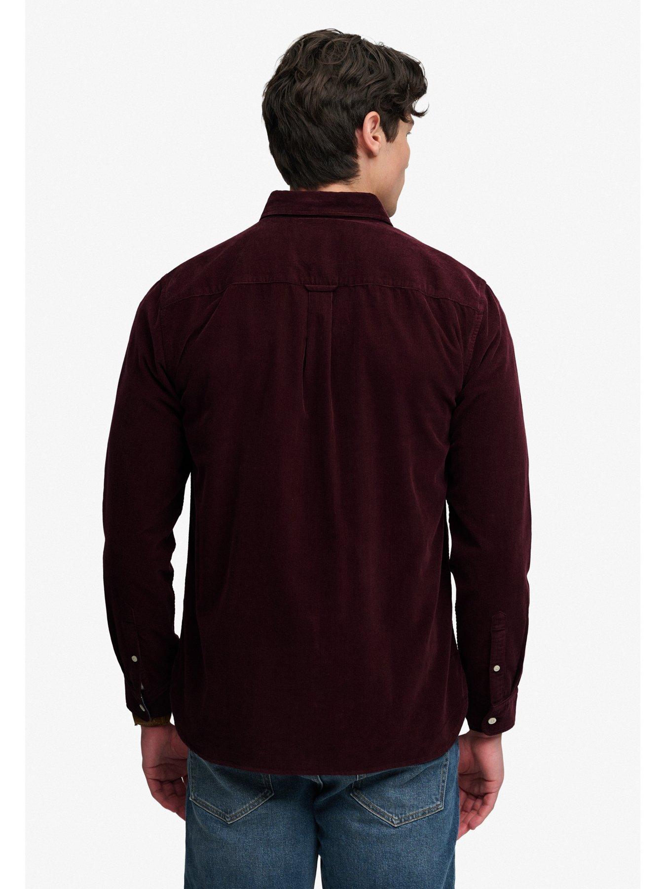 Image 2 of 7 of Superdry Mens Classic Needle Cord Regular Fit Shirt - Dark Red