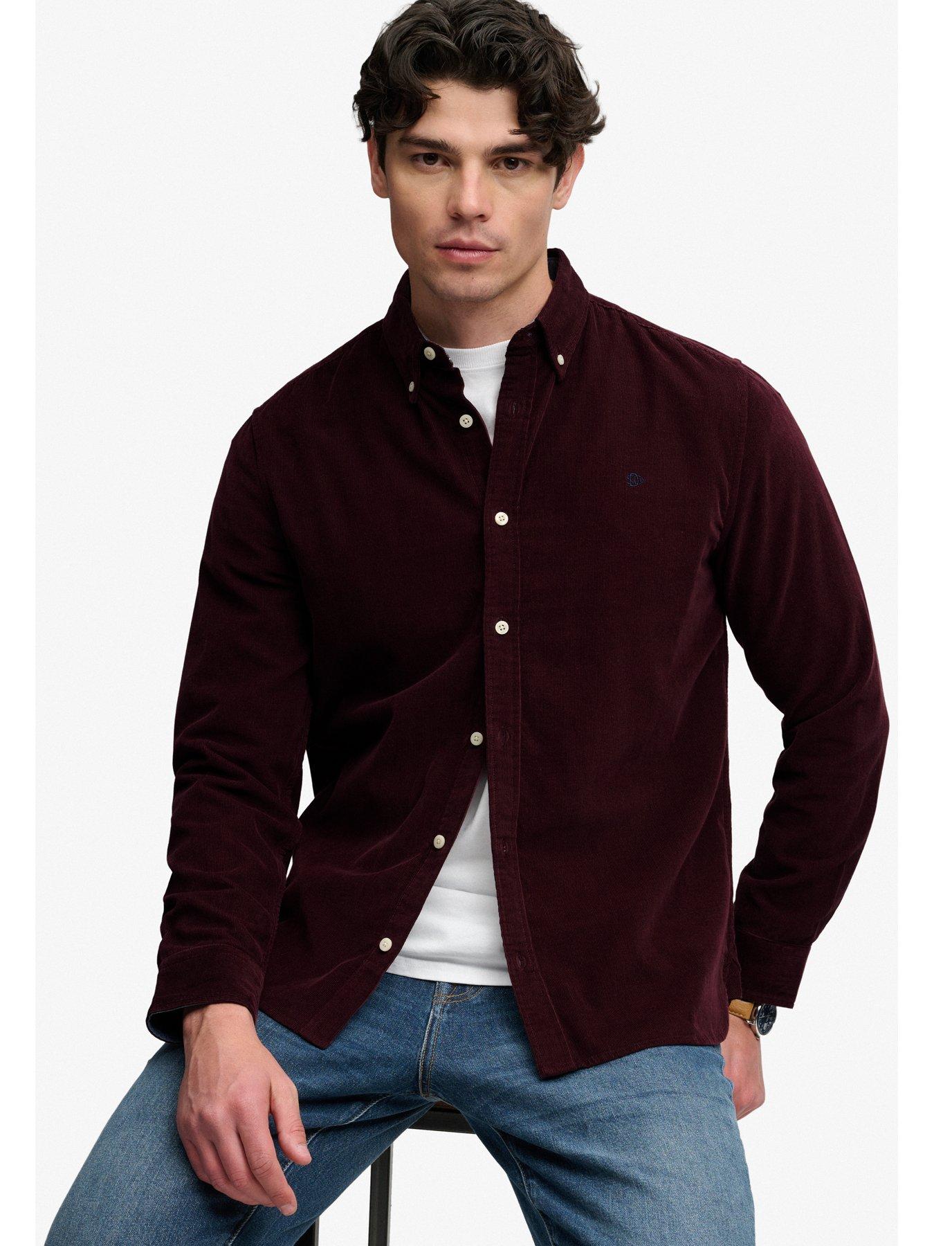 Image 4 of 7 of Superdry Mens Classic Needle Cord Regular Fit Shirt - Dark Red