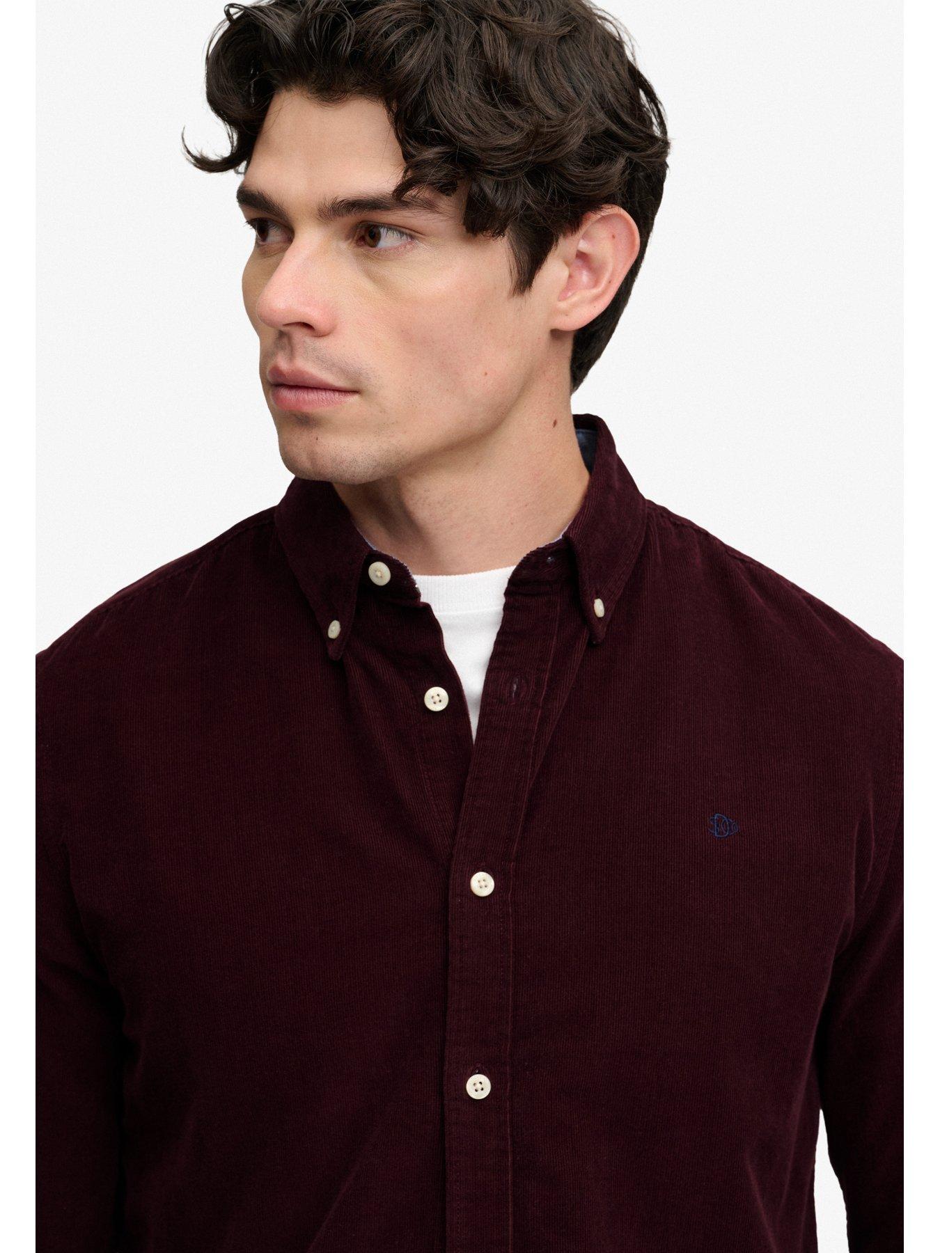 Image 5 of 7 of Superdry Mens Classic Needle Cord Regular Fit Shirt - Dark Red