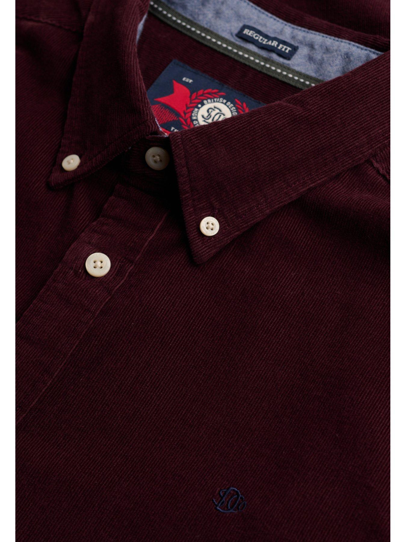 Image 6 of 7 of Superdry Mens Classic Needle Cord Regular Fit Shirt - Dark Red