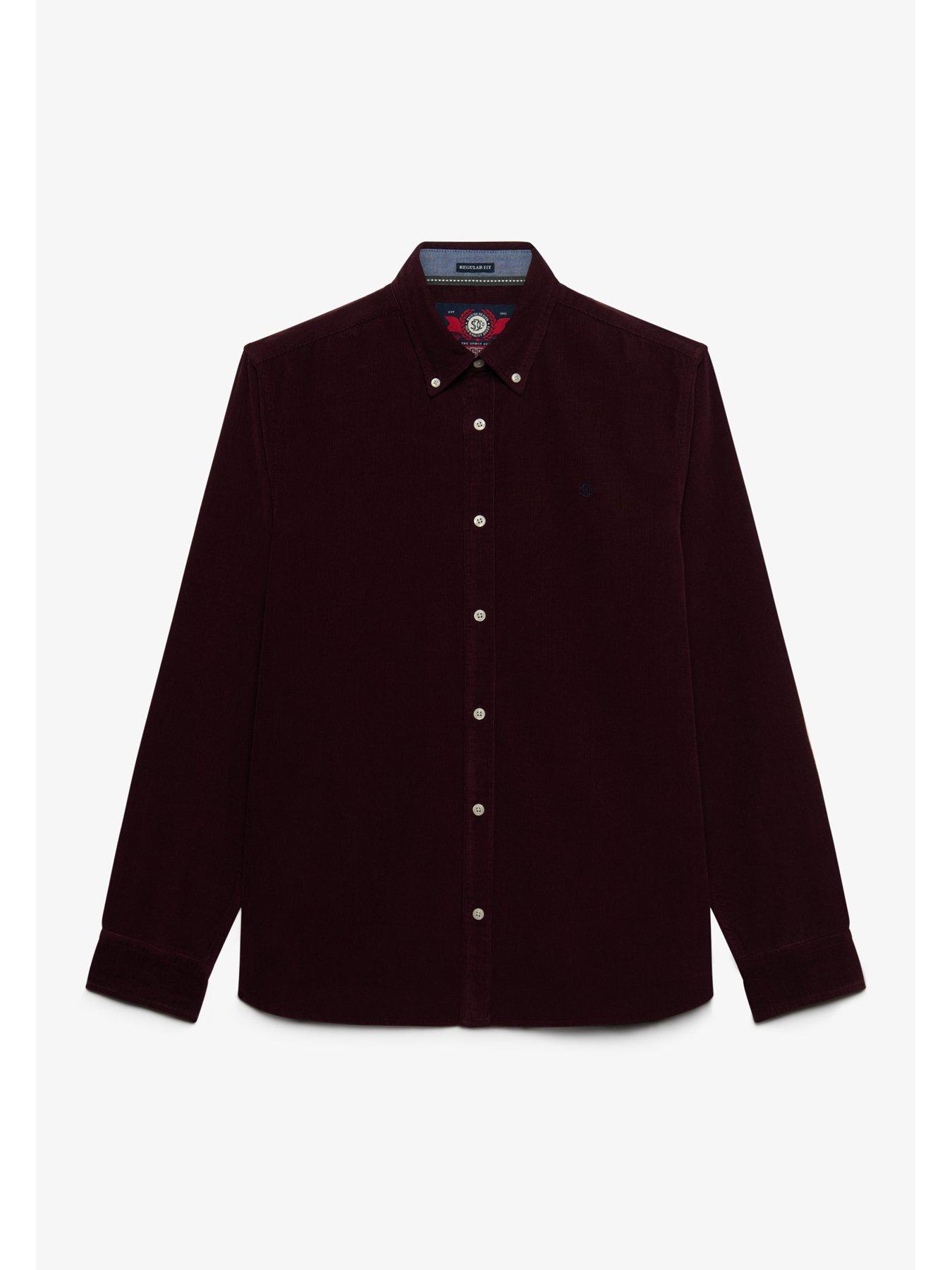 Image 7 of 7 of Superdry Mens Classic Needle Cord Regular Fit Shirt - Dark Red