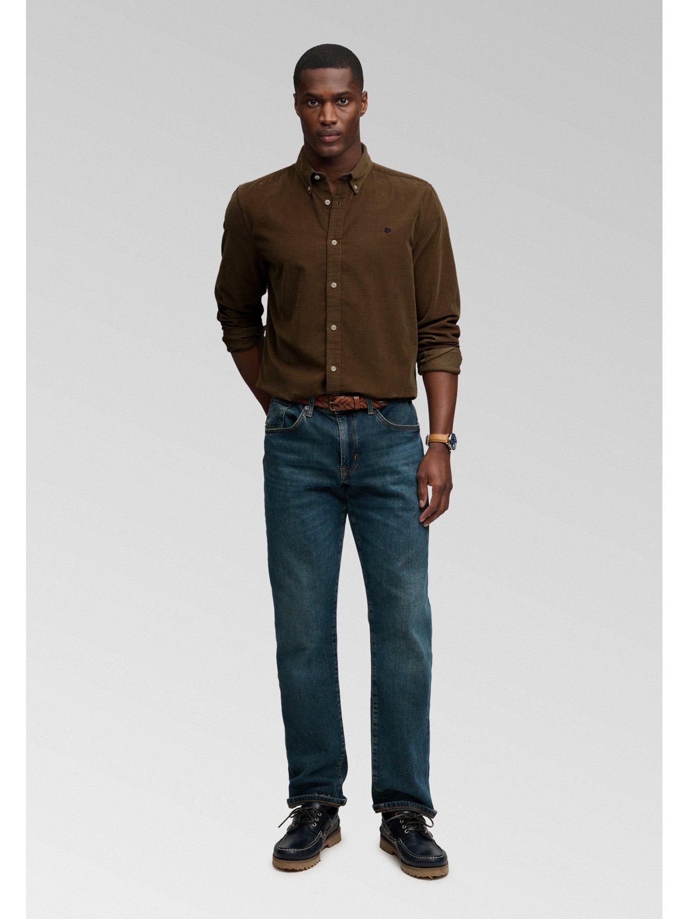Image 3 of 7 of Superdry Mens Classic Needle Cord Relaxed Fit Shirt - Winter Twig Beige