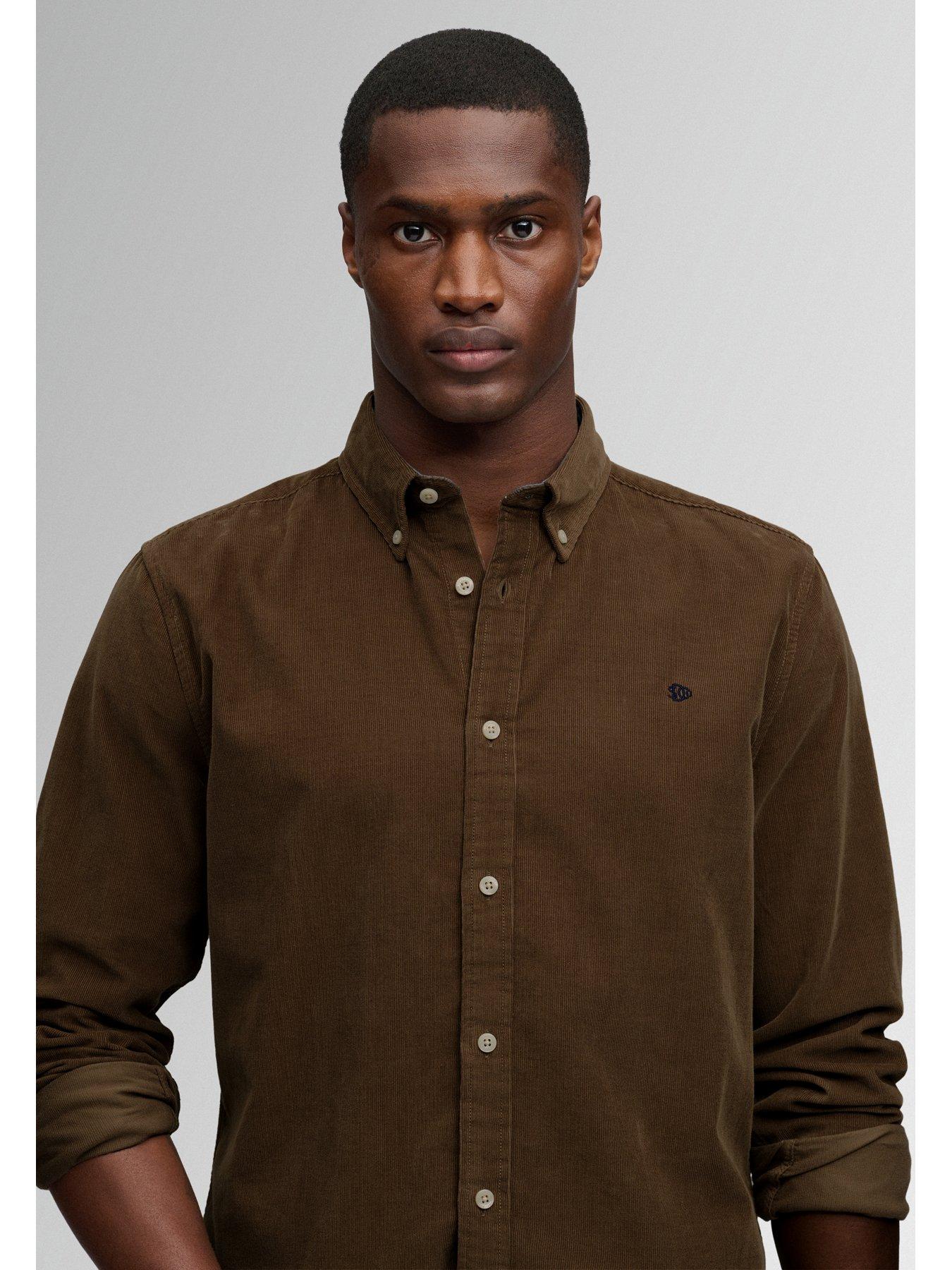 Image 5 of 7 of Superdry Mens Classic Needle Cord Relaxed Fit Shirt - Winter Twig Beige