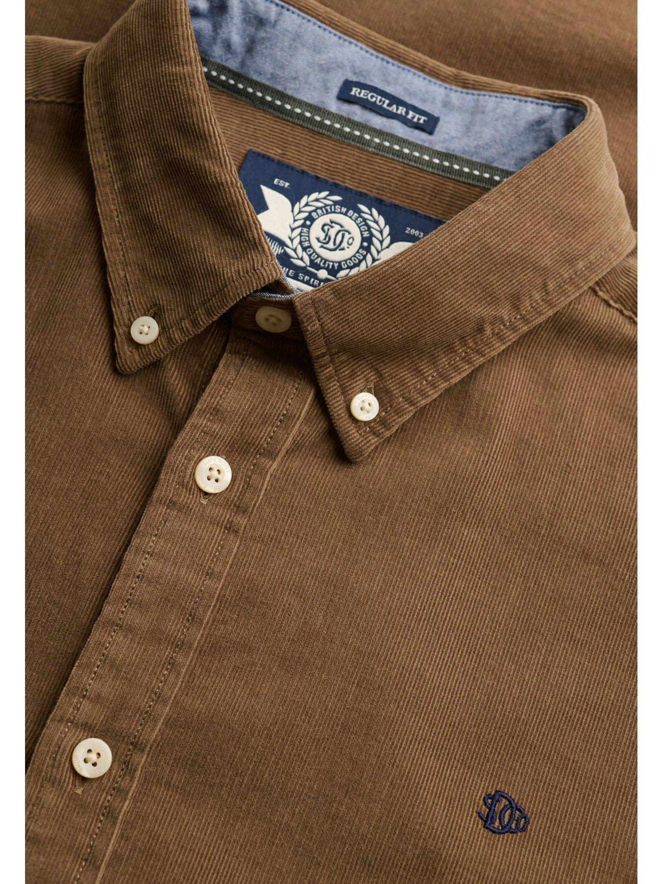 Image 6 of 7 of Superdry Mens Classic Needle Cord Relaxed Fit Shirt - Winter Twig Beige