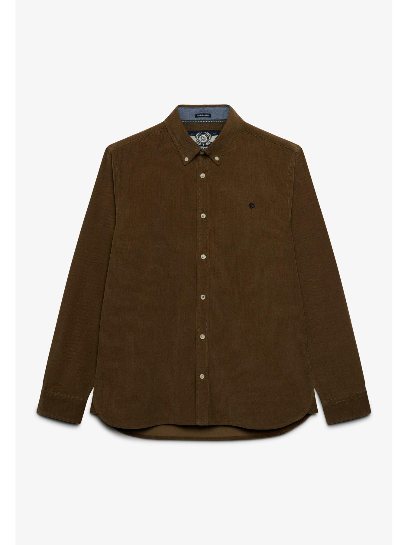 Image 7 of 7 of Superdry Mens Classic Needle Cord Relaxed Fit Shirt - Winter Twig Beige