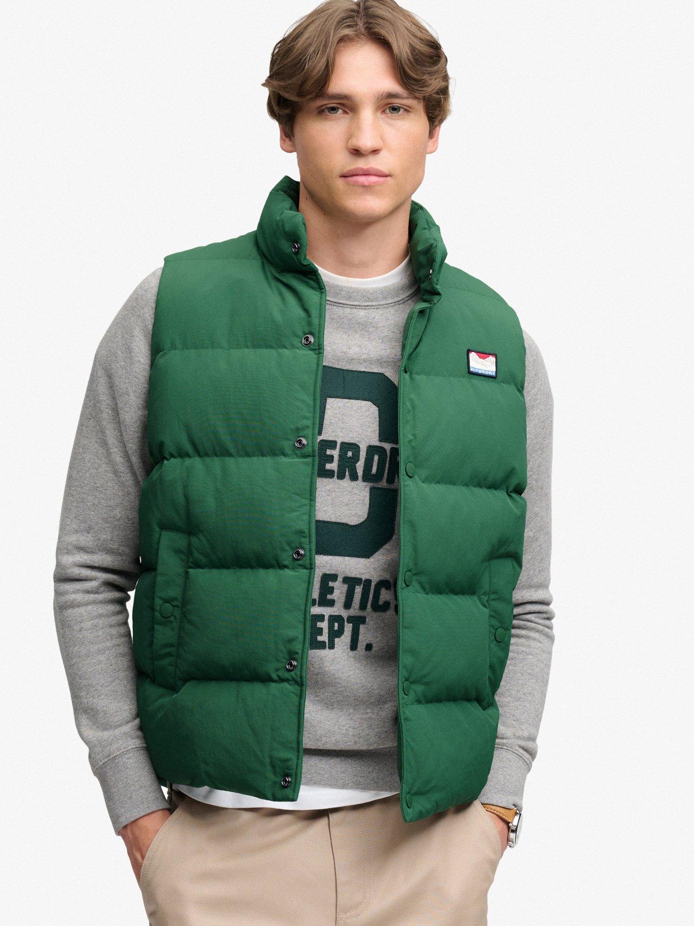 Image 1 of 7 of Superdry Mens Everest Non-Hood Quilted Relaxed Fit Gilet - Green