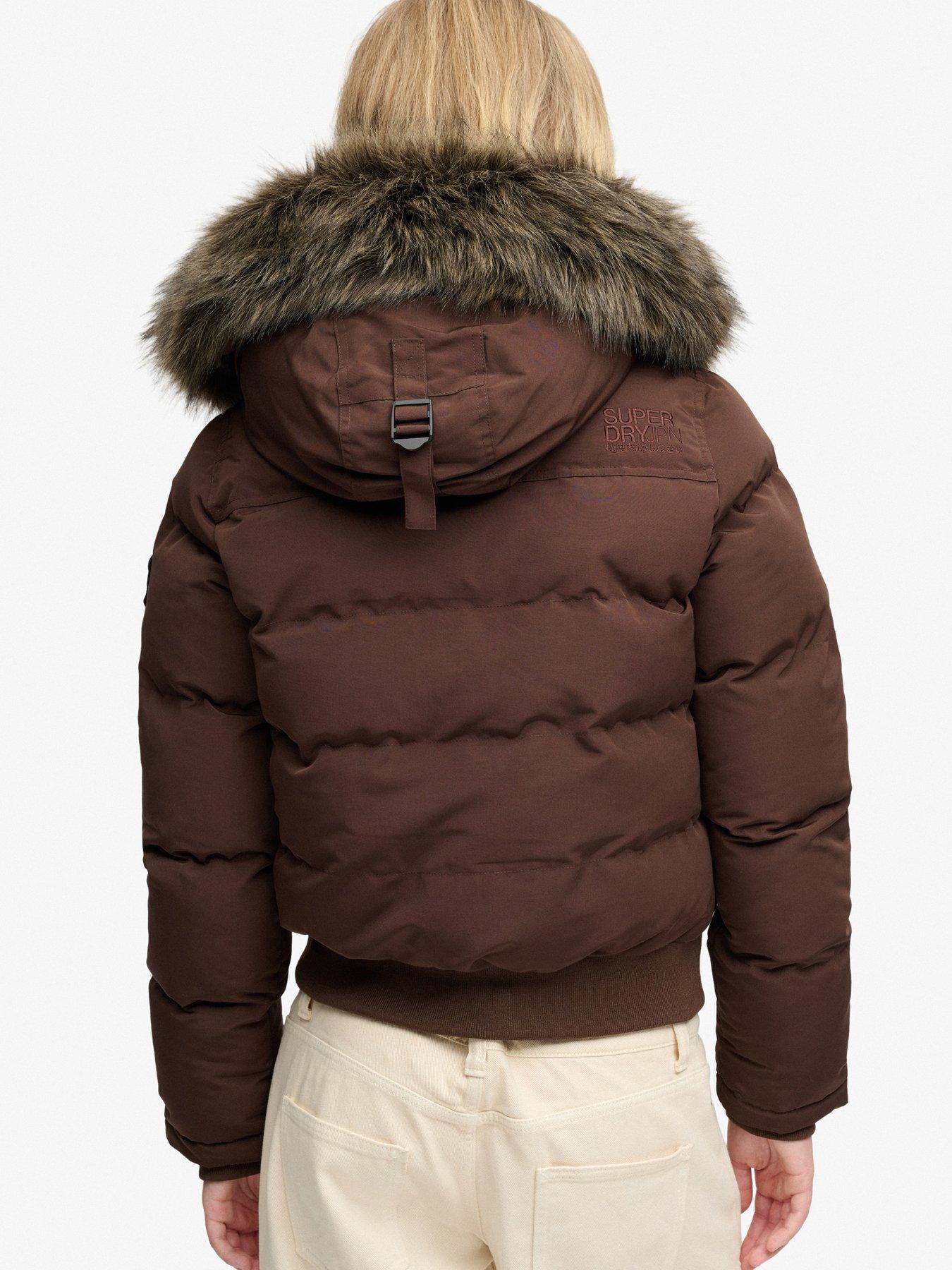 Image 2 of 7 of Superdry Womens Everest Detachable Hood Bomber Jacket - Brown