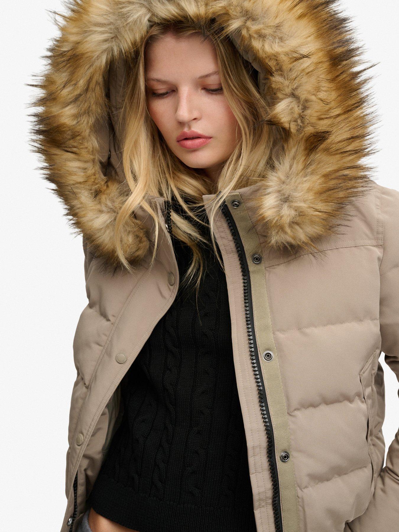 Image 4 of 6 of Superdry Womens Everest Padded Hooded Bomber Jacket - Brown