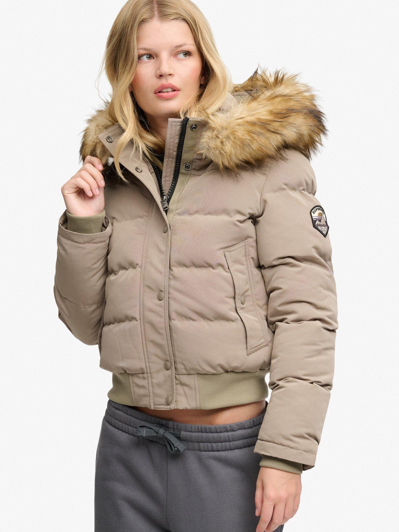 Image 5 of 6 of Superdry Womens Everest Padded Hooded Bomber Jacket - Brown