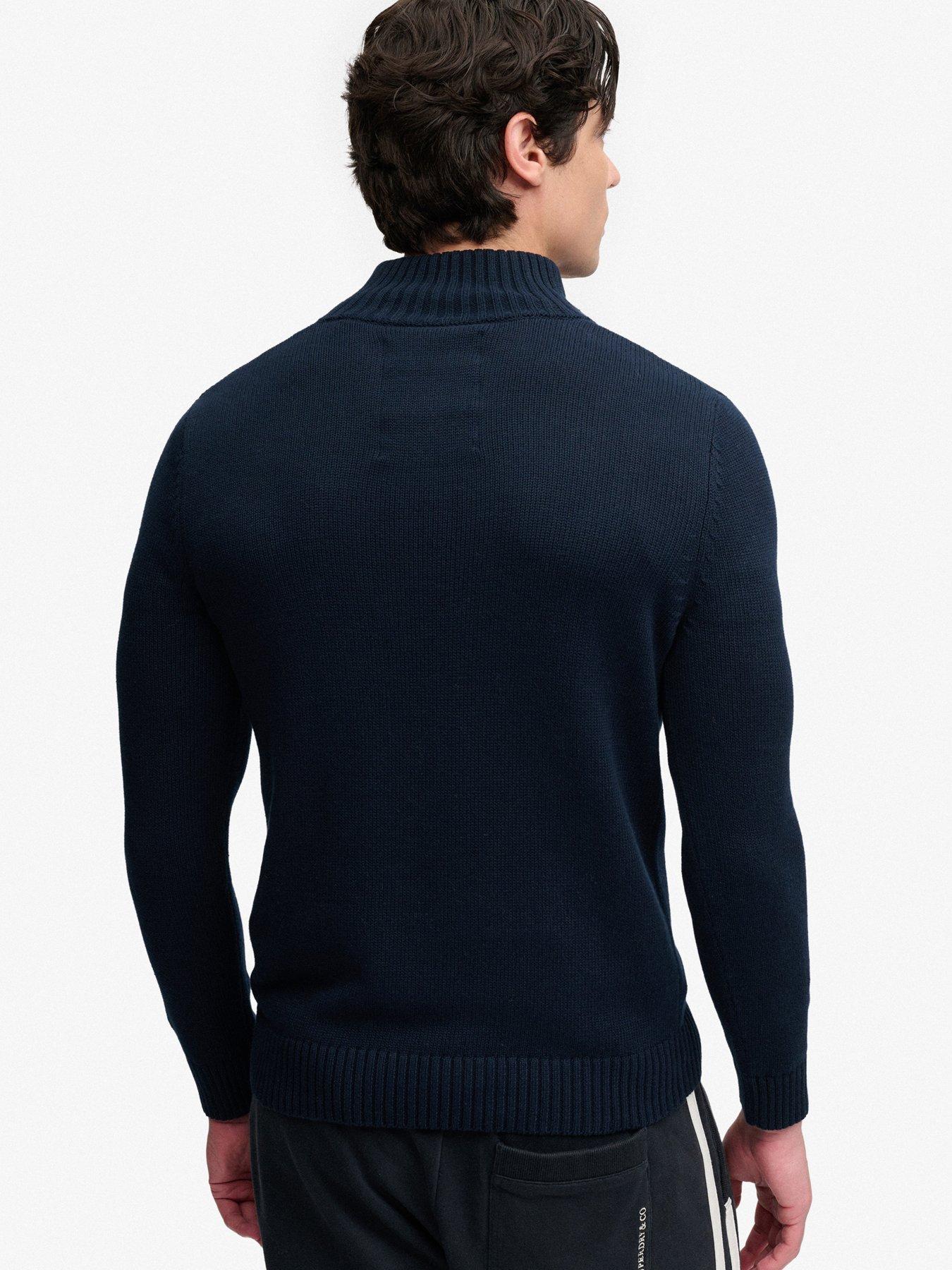 Image 2 of 7 of Superdry Mens Cotton Button Henley Jumper - Navy