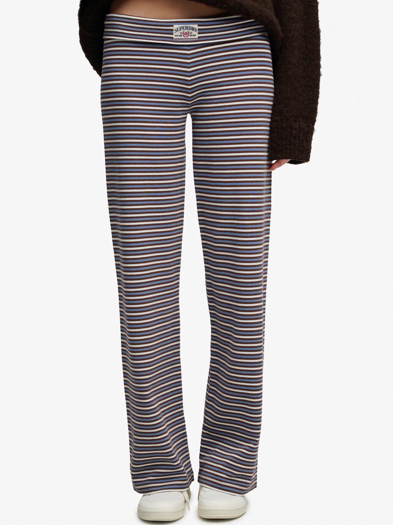 Image 1 of 6 of Superdry Ath Ess Stripe Jersey Trousers - Brown