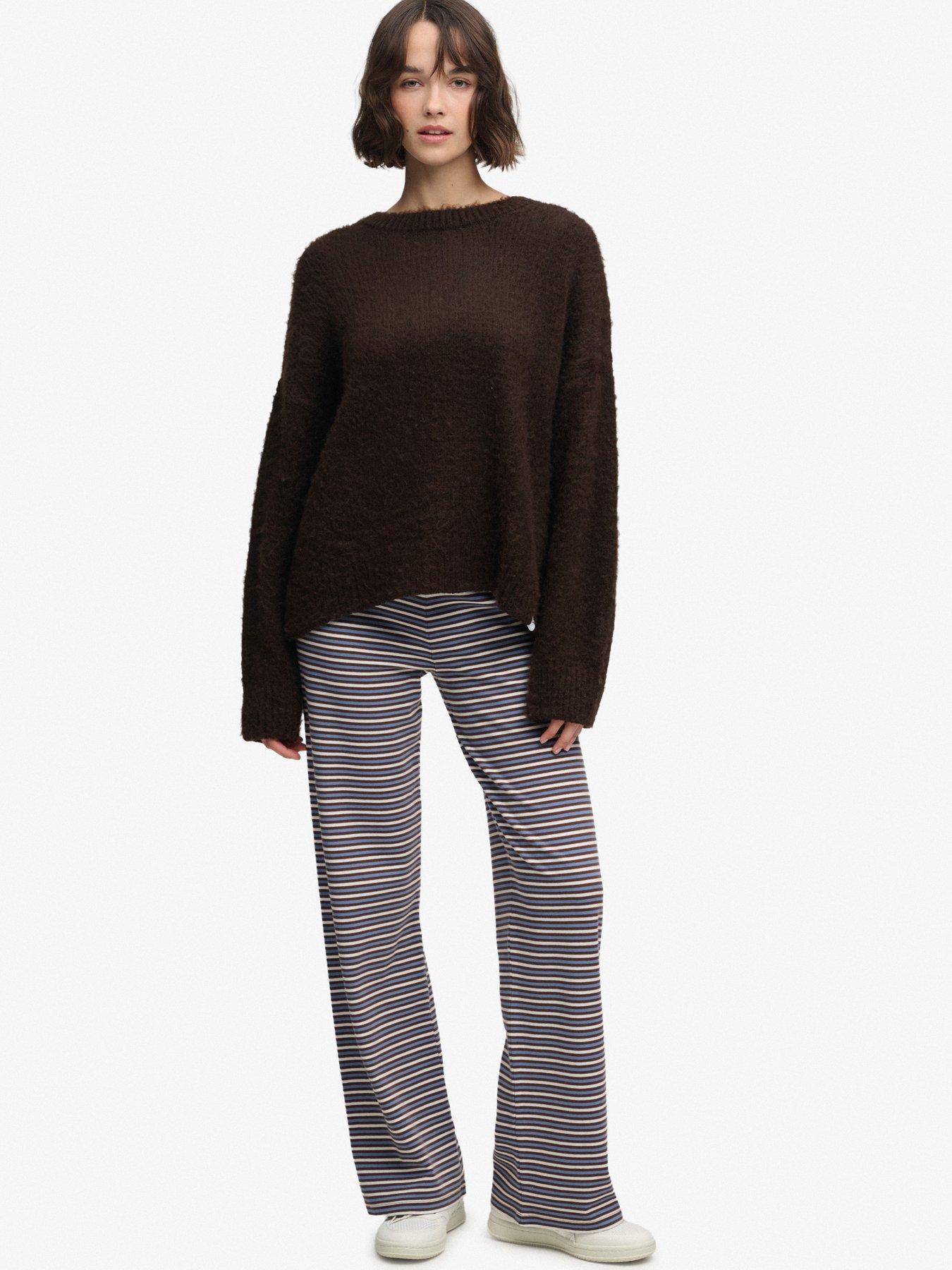 Image 3 of 6 of Superdry Ath Ess Stripe Jersey Trousers - Brown