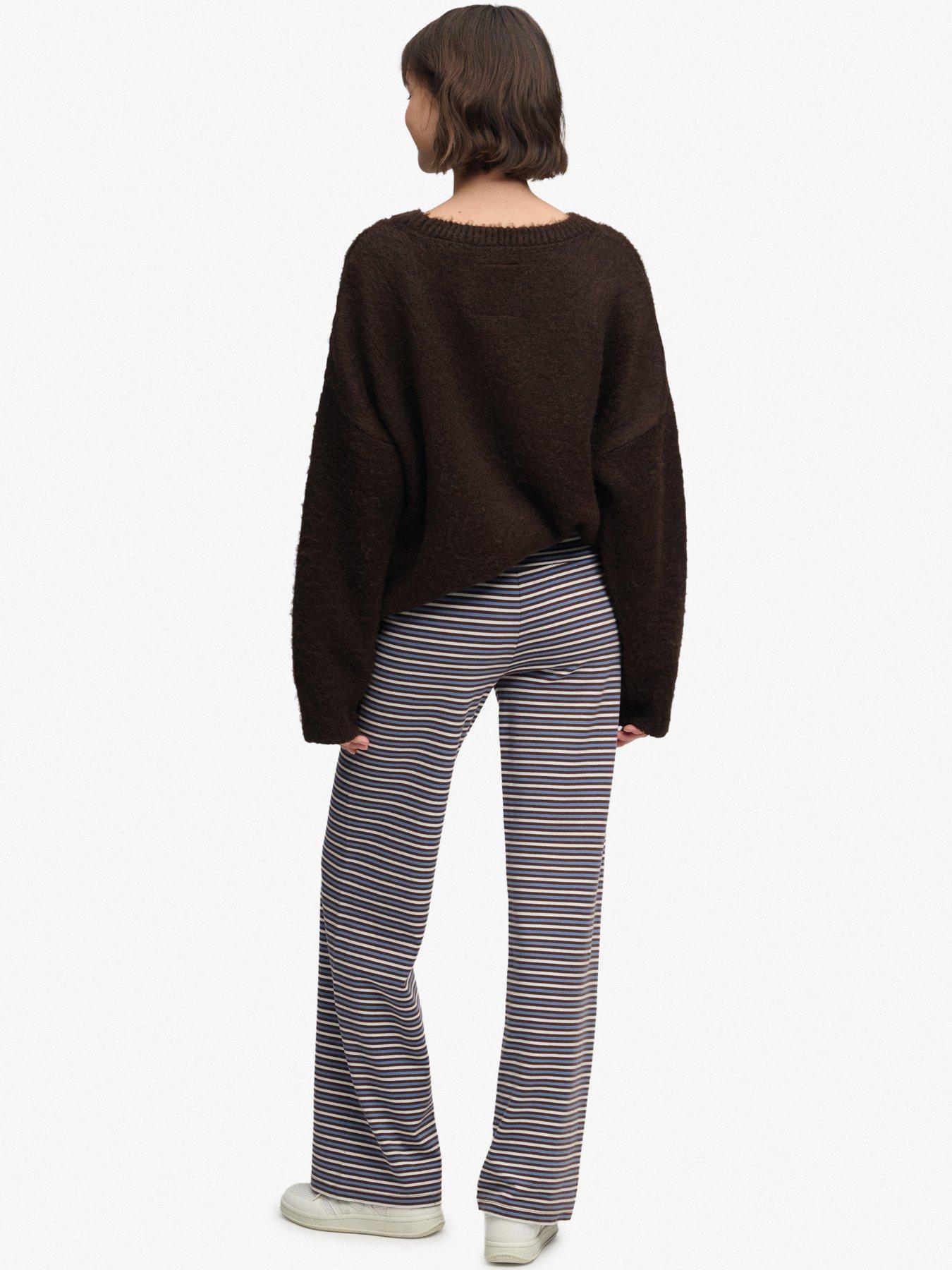 Image 4 of 6 of Superdry Ath Ess Stripe Jersey Trousers - Brown