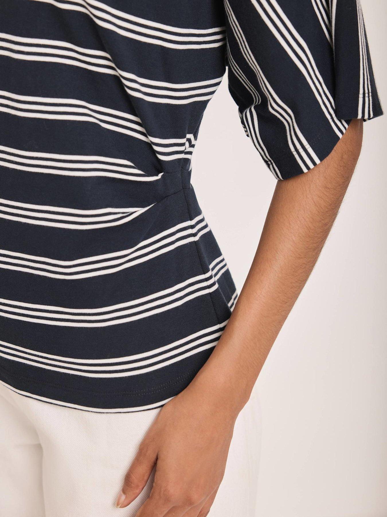 Image 3 of 6 of Mint Velvet Womens Batwing Stripe T-Shirt - Blue