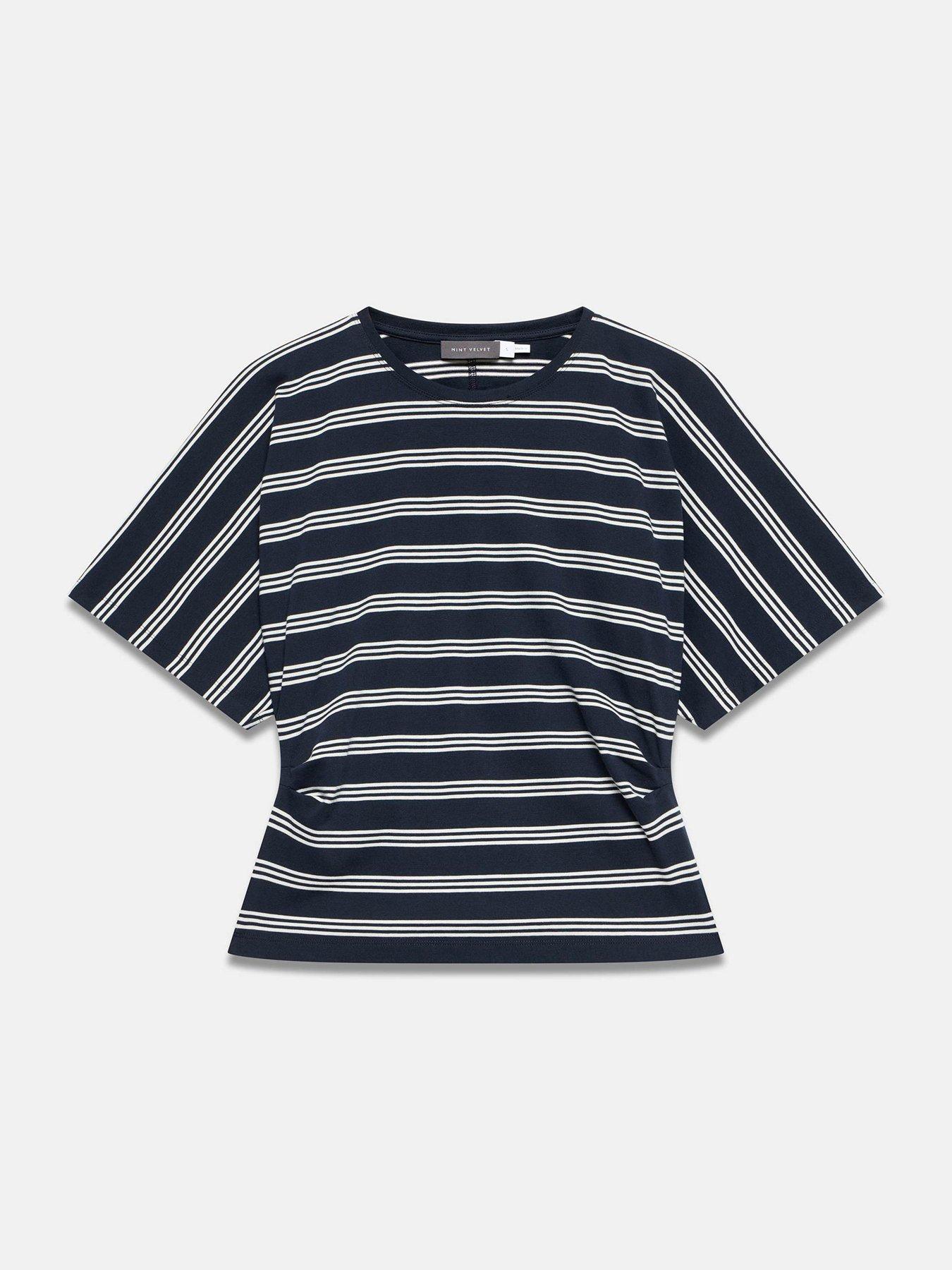 Image 5 of 6 of Mint Velvet Womens Batwing Stripe T-Shirt - Blue