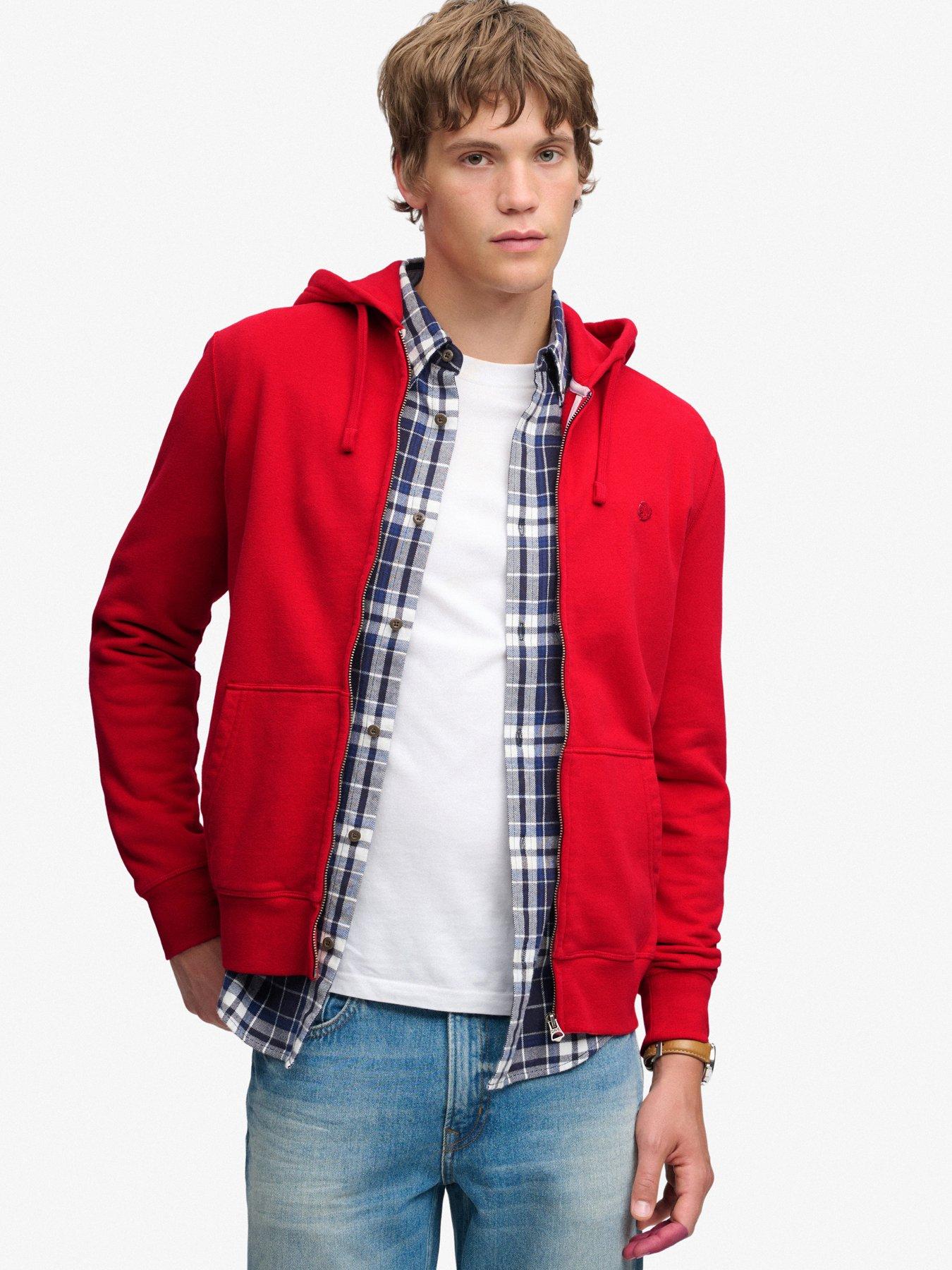 Image 1 of 6 of Superdry Mens Essential Logo Zip Hoodie - Red