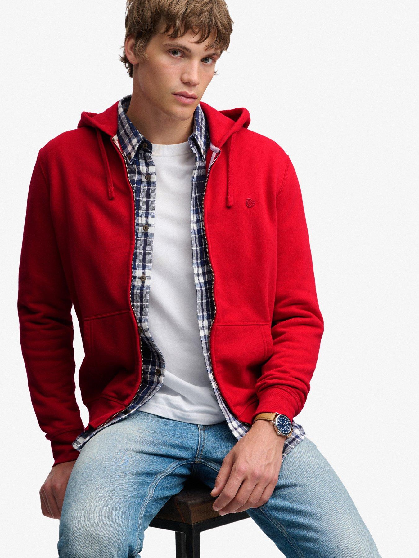 Image 3 of 6 of Superdry Mens Essential Logo Zip Hoodie - Red