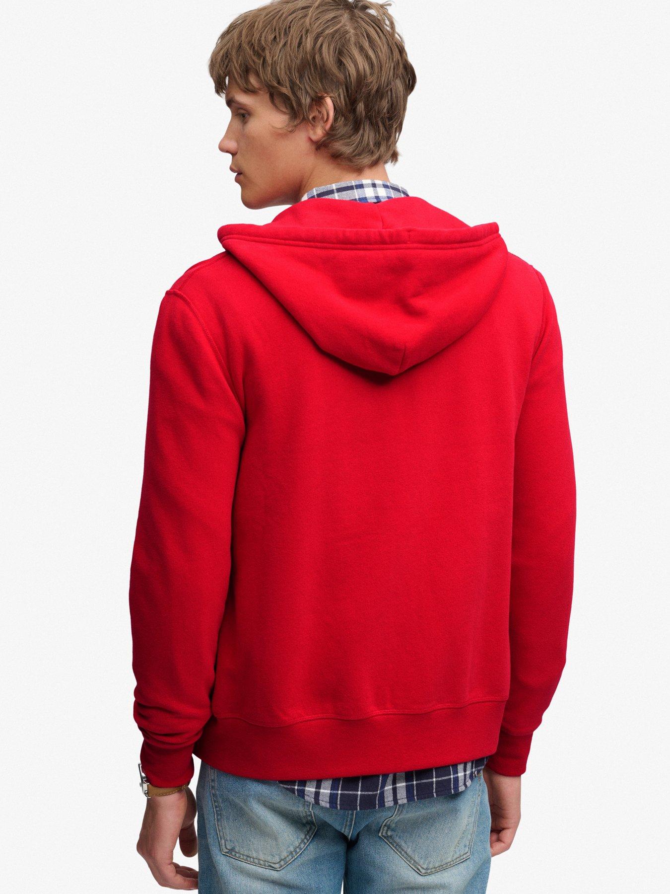 Image 4 of 6 of Superdry Mens Essential Logo Zip Hoodie - Red