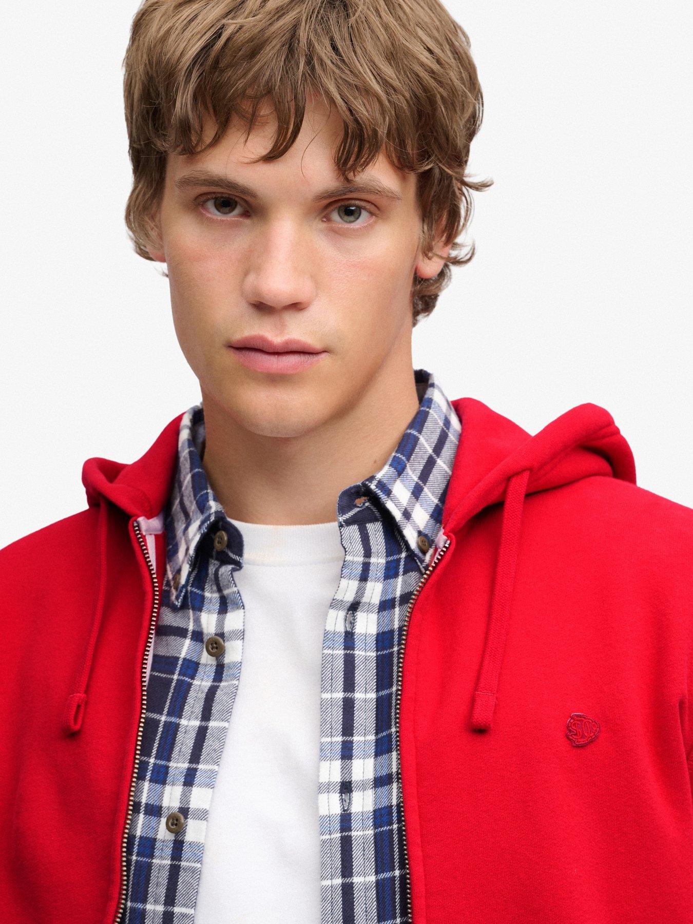 Image 5 of 6 of Superdry Mens Essential Logo Zip Hoodie - Red