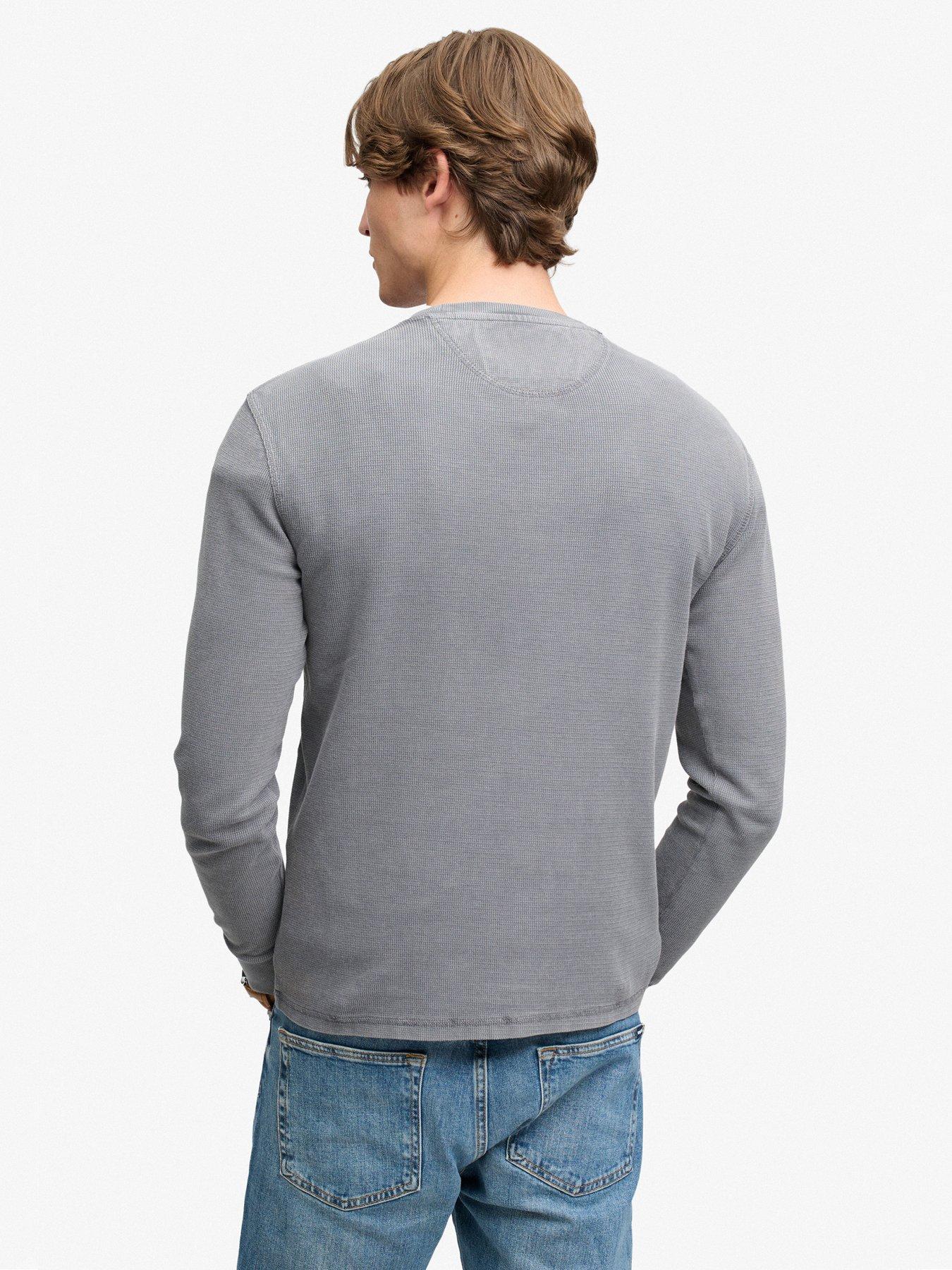Image 2 of 6 of Superdry Superdry Classic Heavy Textured Long Sleeve T-shirt - Grey