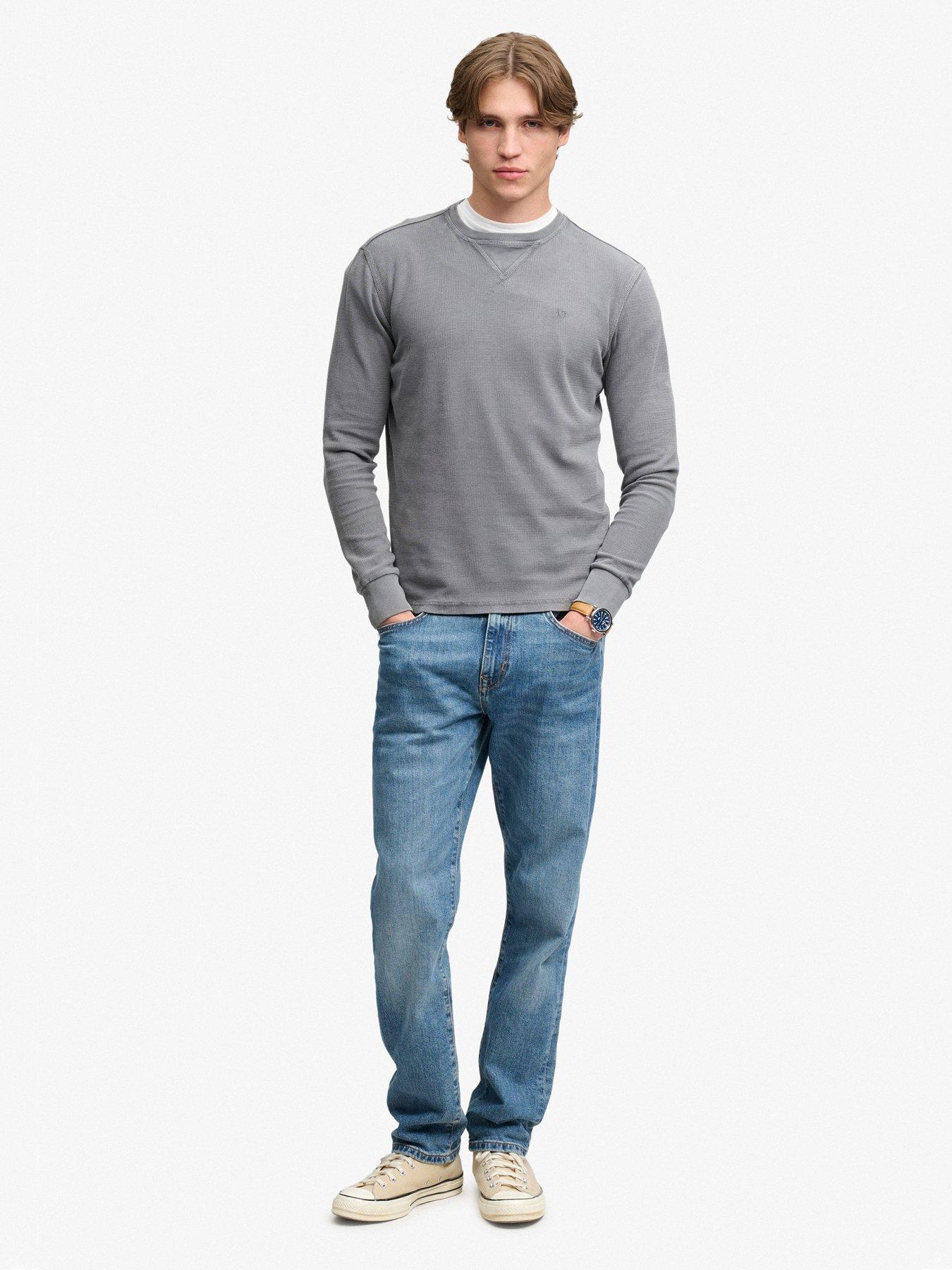 Image 3 of 6 of Superdry Superdry Classic Heavy Textured Long Sleeve T-shirt - Grey