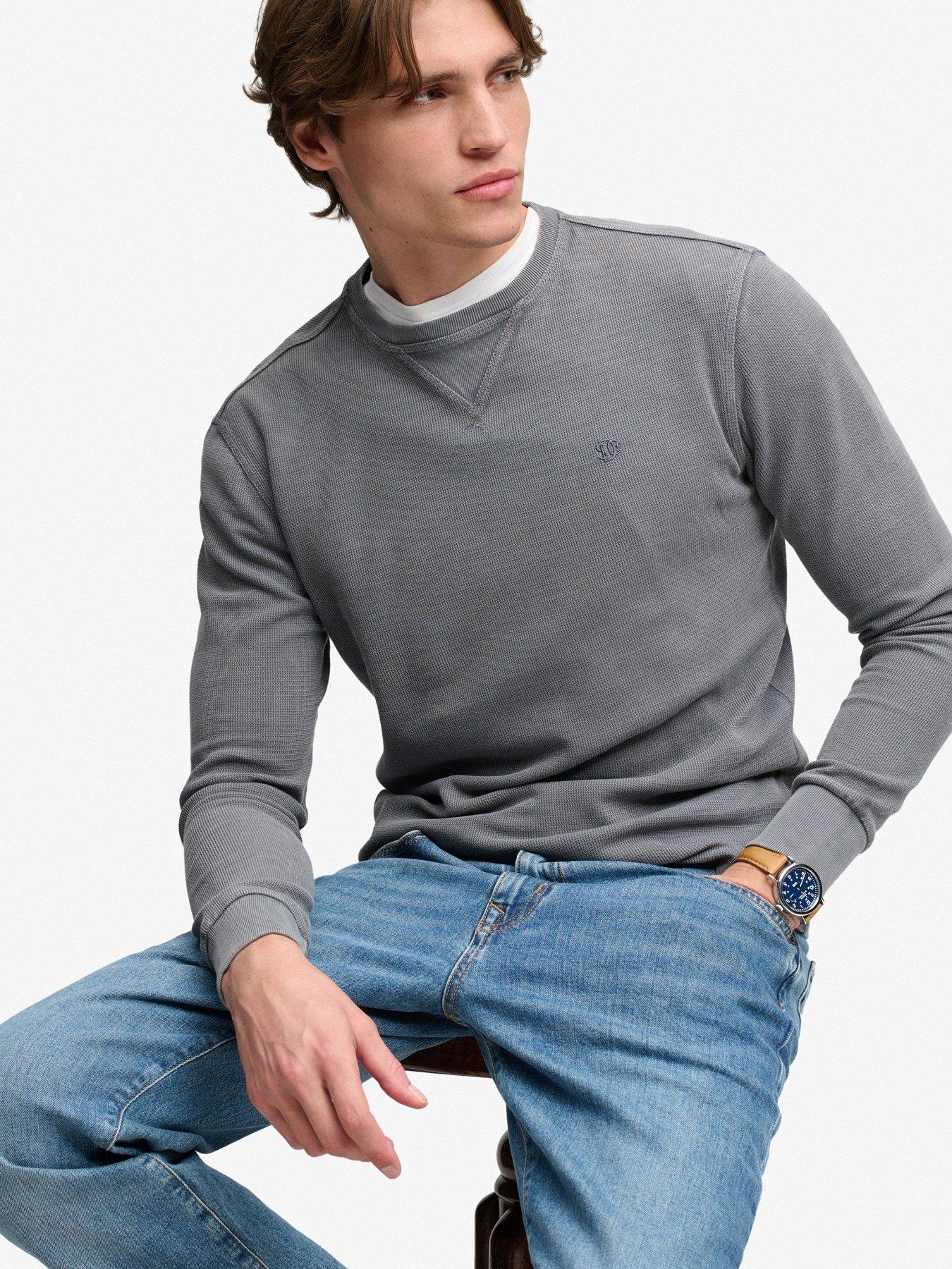 Image 4 of 6 of Superdry Superdry Classic Heavy Textured Long Sleeve T-shirt - Grey