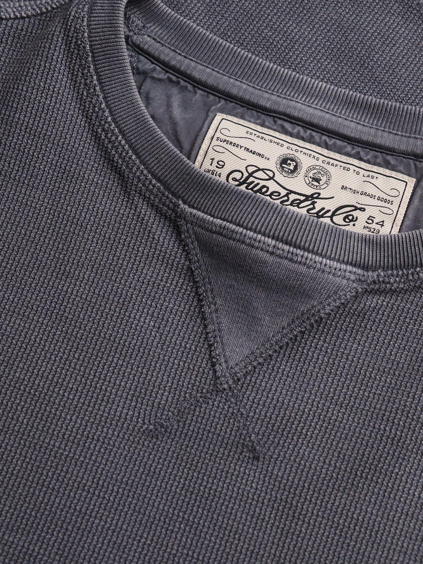 Image 6 of 6 of Superdry Superdry Classic Heavy Textured Long Sleeve T-shirt - Grey