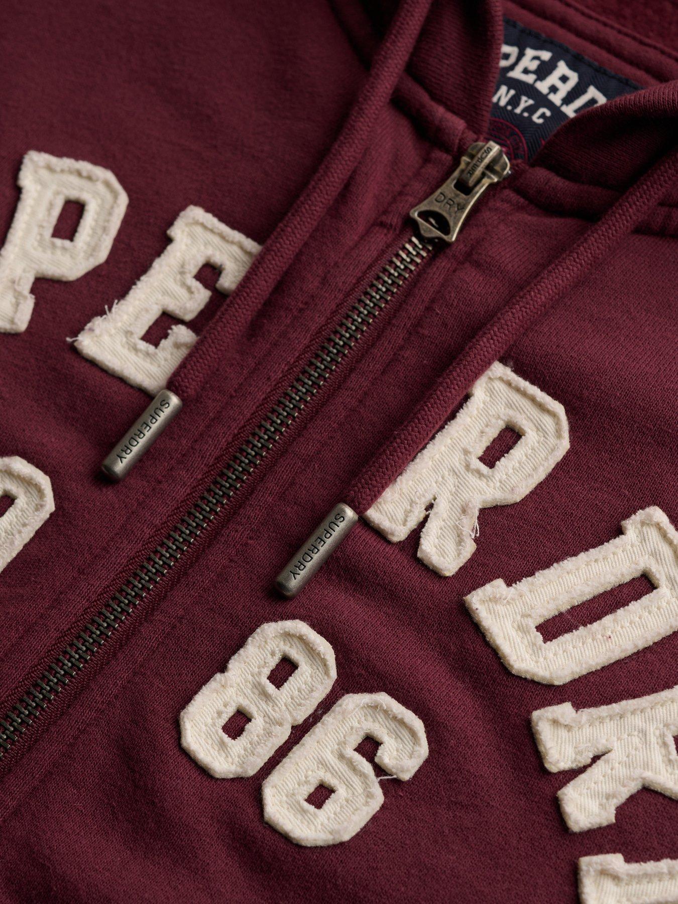 Image 6 of 6 of Superdry Womens Athletic Relaxed Zip Through Hoodie - Red