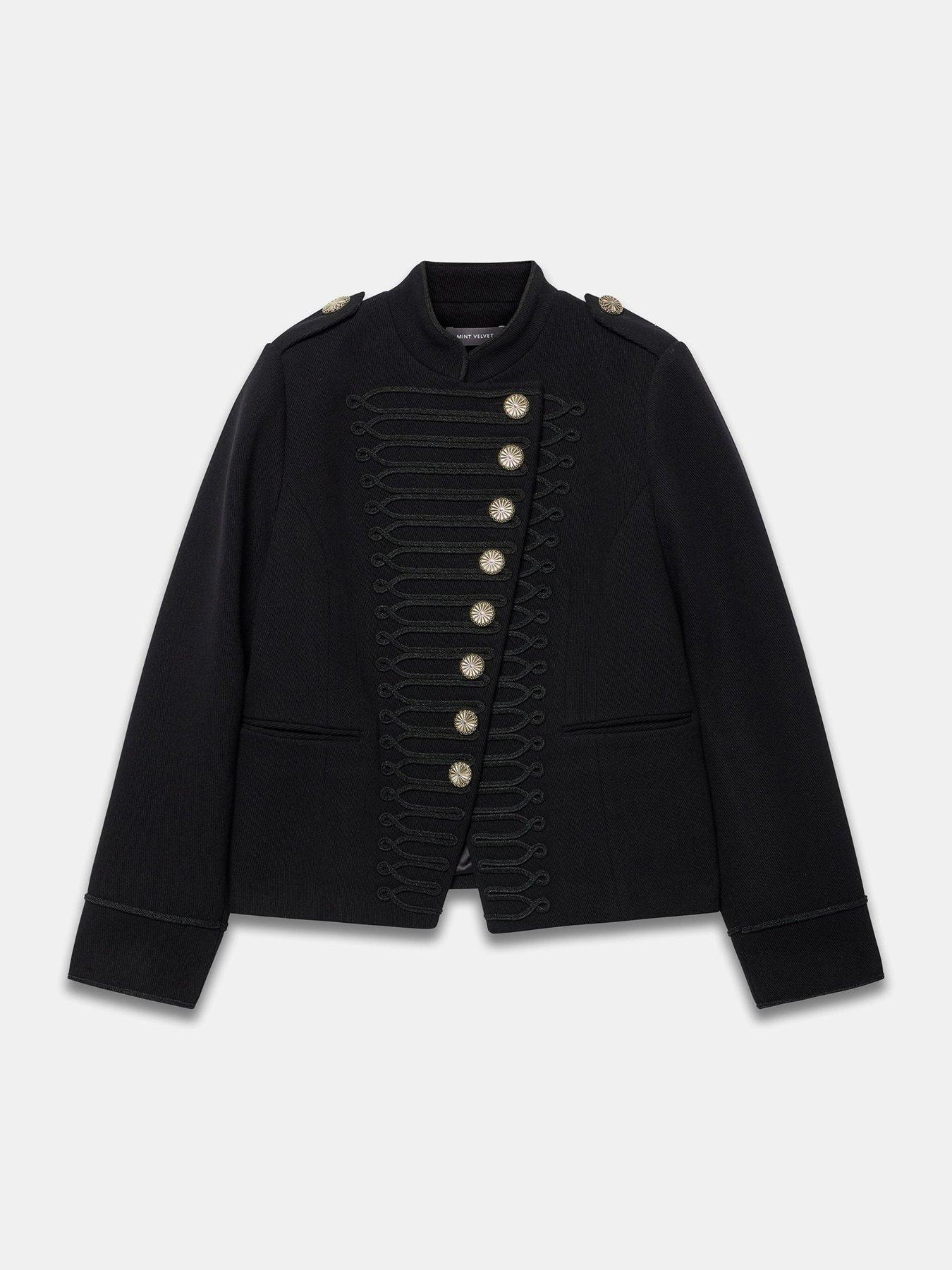 Image 5 of 6 of Mint Velvet Womens Braided Button Front Military Jacket - Black