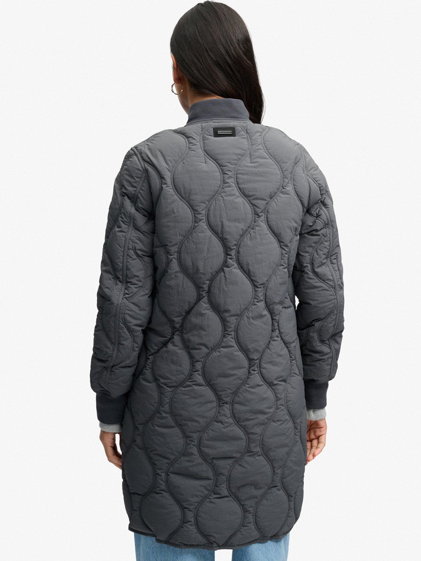 Image 2 of 7 of Superdry Womens Long Onion Quilt Longline Padded Jacket - Black