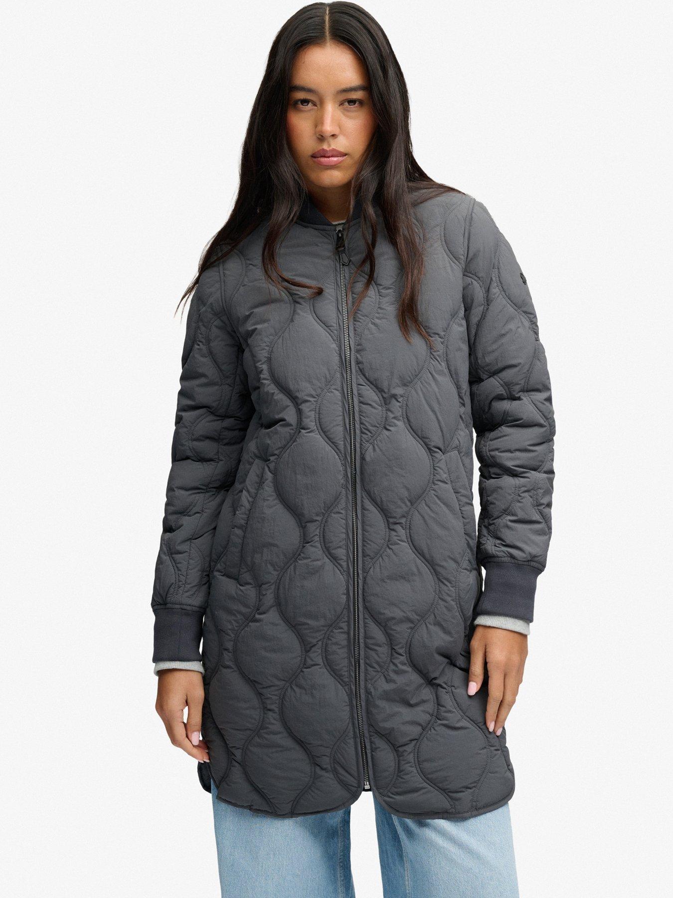Image 5 of 7 of Superdry Womens Long Onion Quilt Longline Padded Jacket - Black