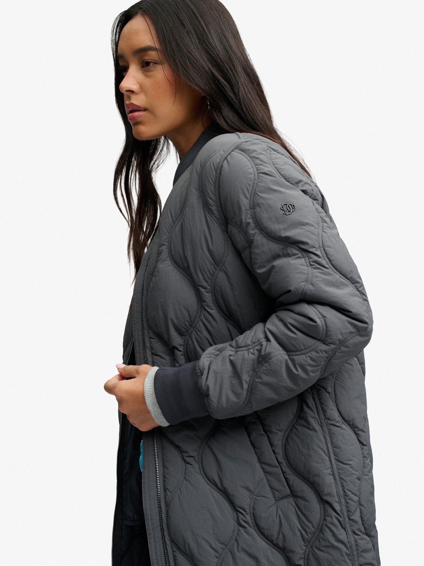 Image 6 of 7 of Superdry Womens Long Onion Quilt Longline Padded Jacket - Black