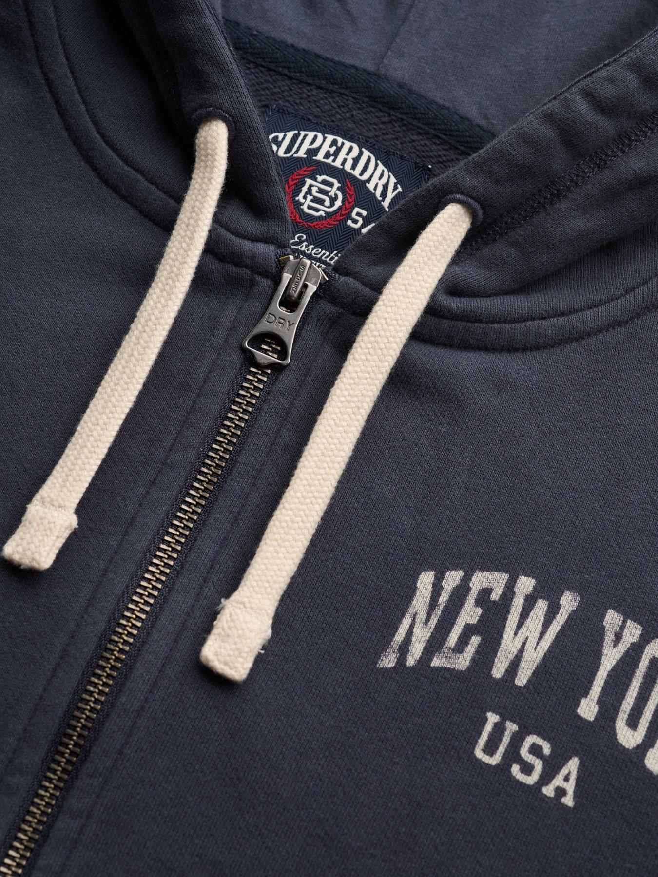Image 5 of 5 of Superdry Womens Athletic Essentials Cropped Zip Hoodie - Navy