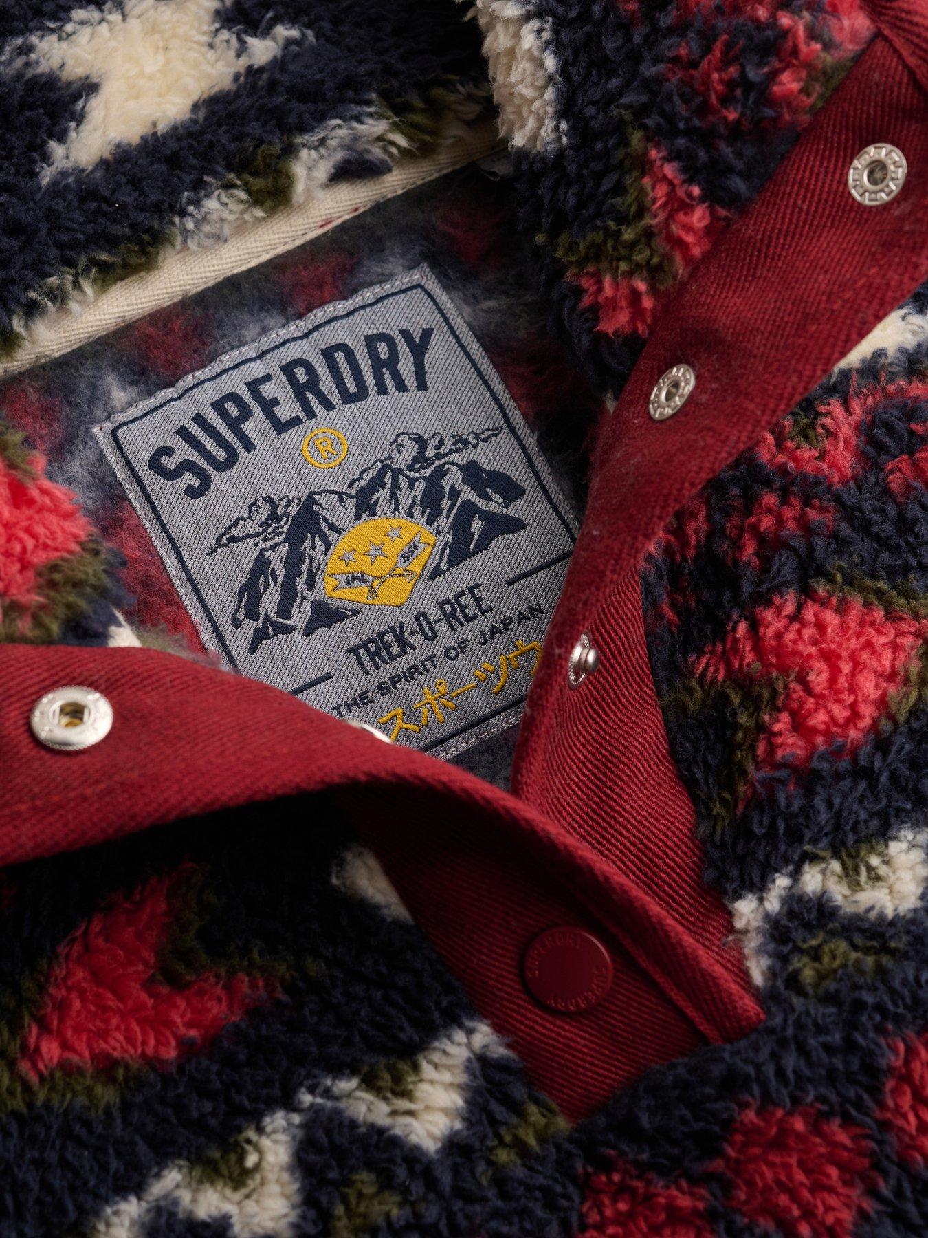 Image 6 of 7 of Superdry Womens Super Soft Printed Half Button Fleece Sweatshirt - Red