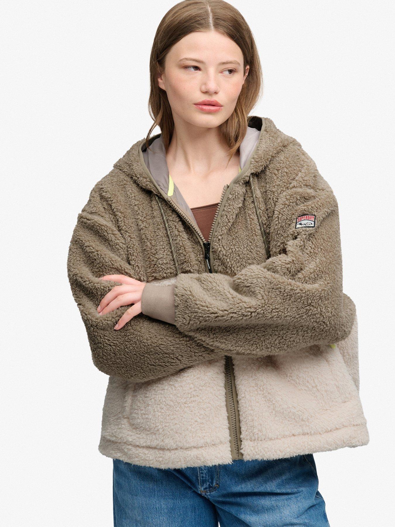 Image 4 of 7 of Superdry Womens Super Soft Relaxed Fit Zip Teddy Hoodie - Multi