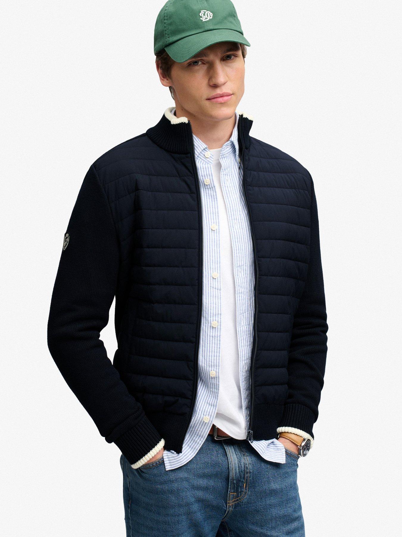 Image 1 of 7 of Superdry Mens Straight Baffle Hybrid Jacket - Navy